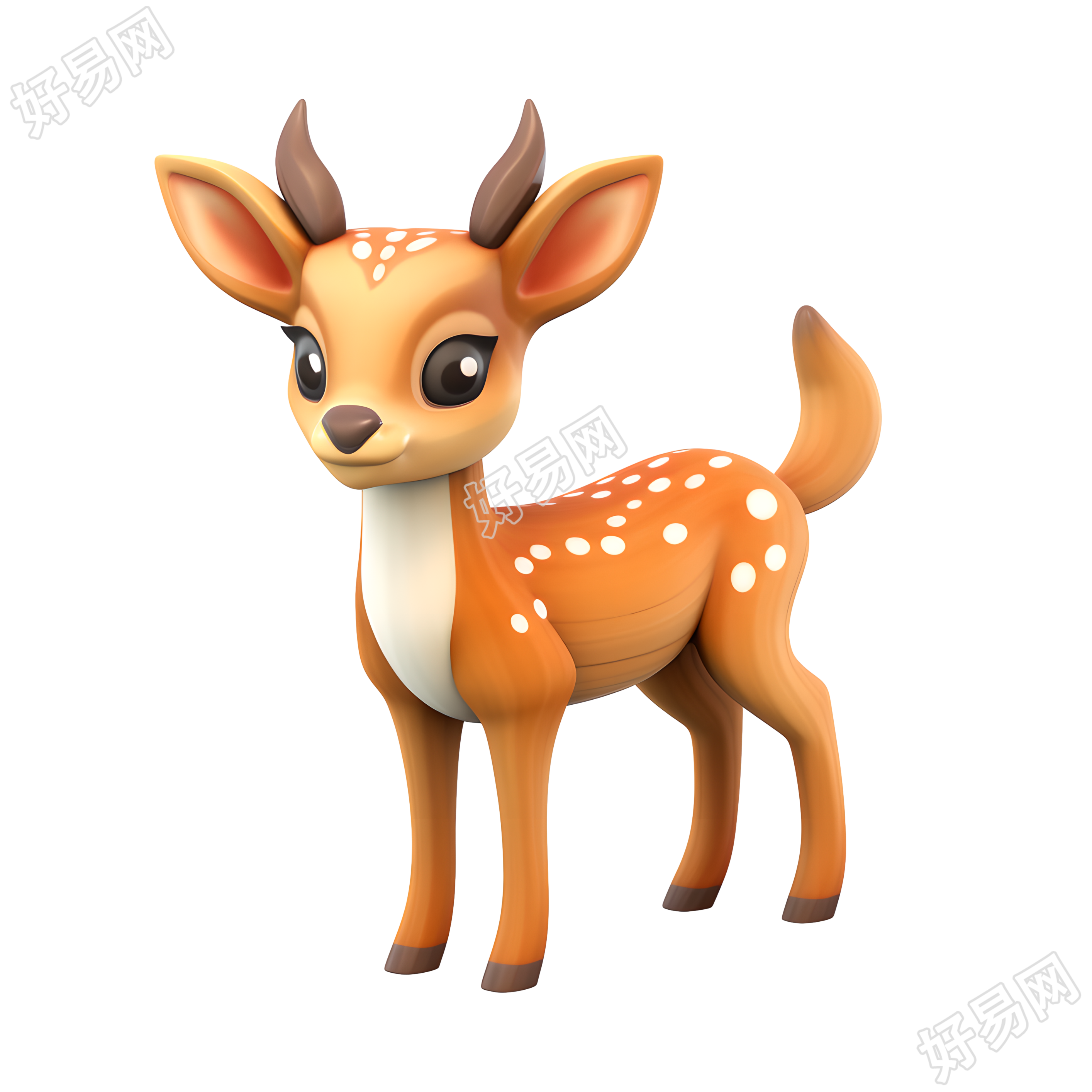 立体卡通梅花鹿3D图标素材