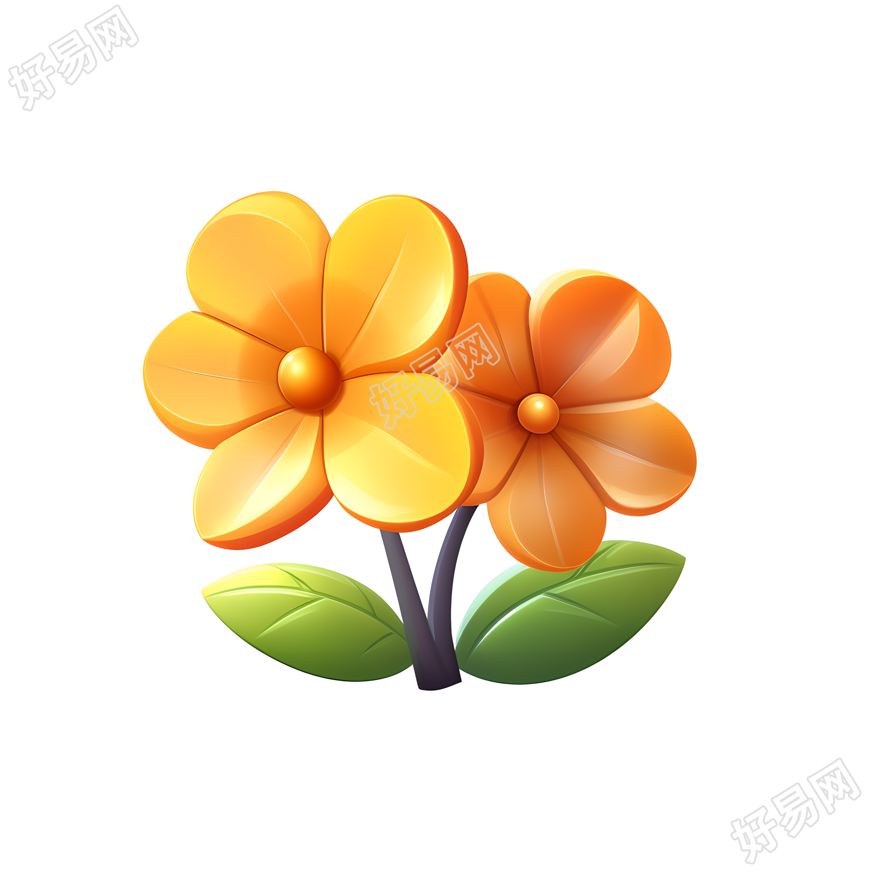 3D花卉卡通风格插图
