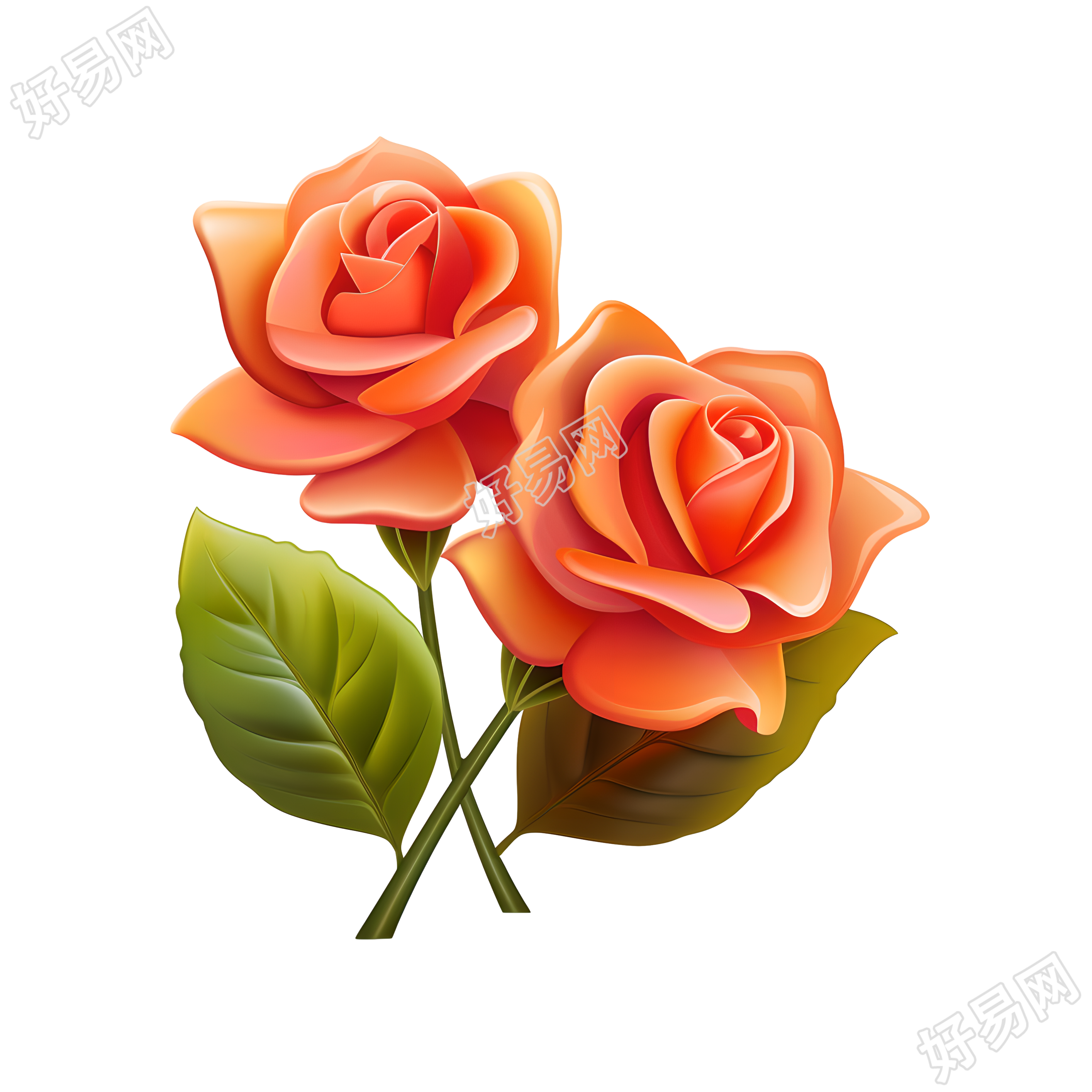 3D花卉可爱卡通插图