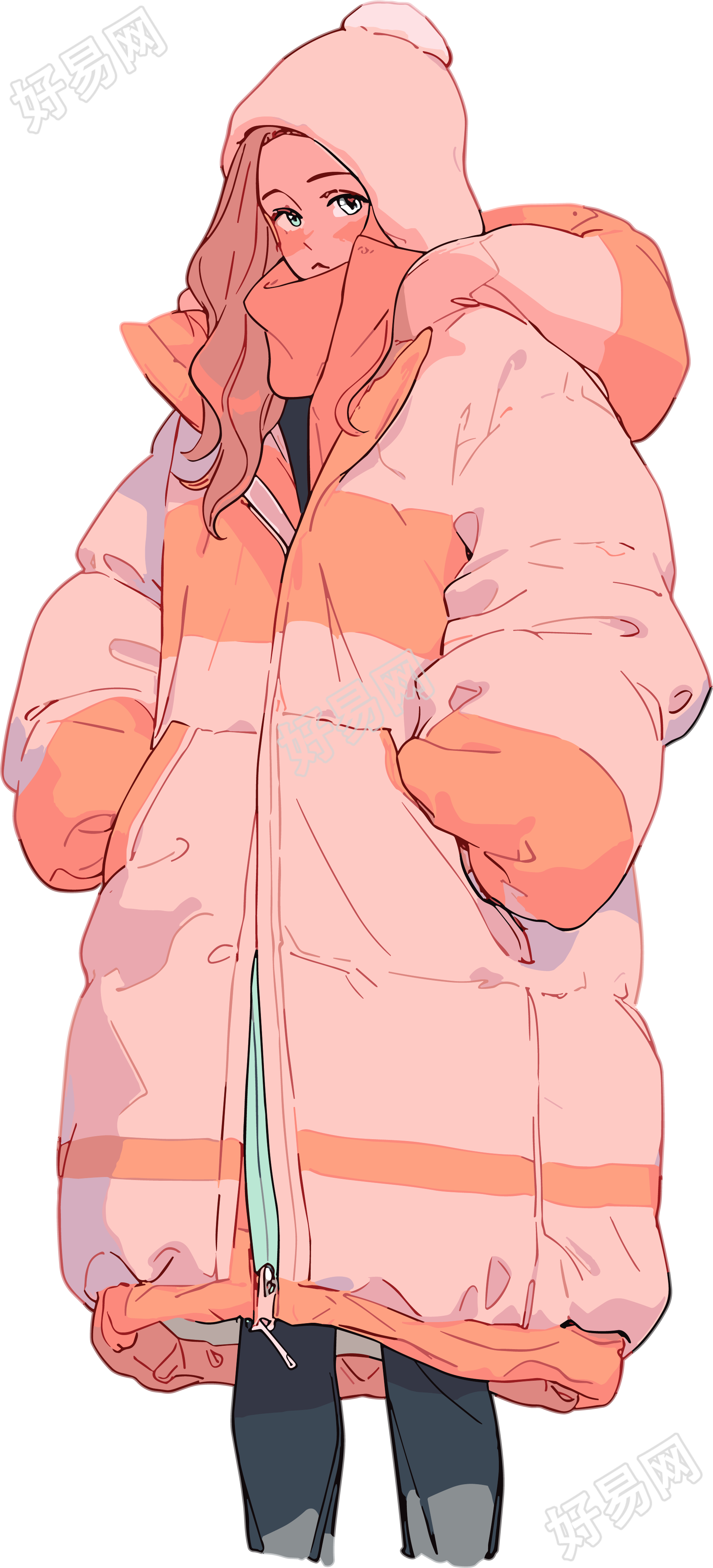 冬季羽绒服女孩PNG图形设计素材