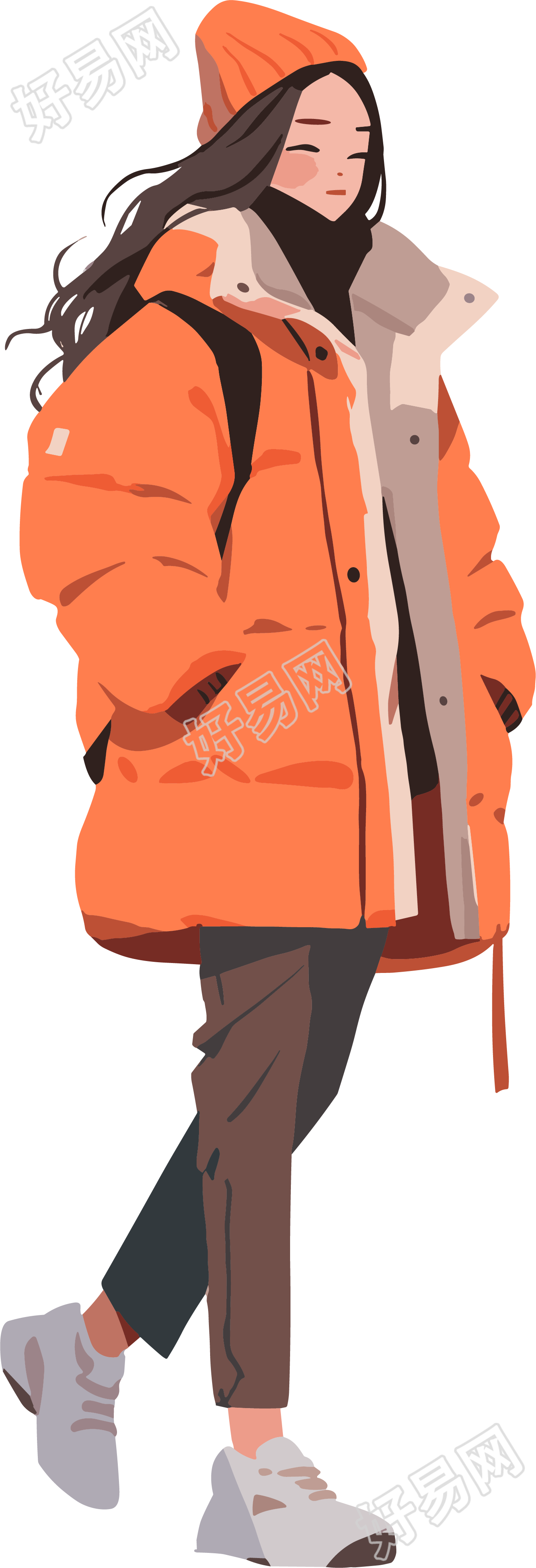 冬季羽绒服女孩PNG图形素材
