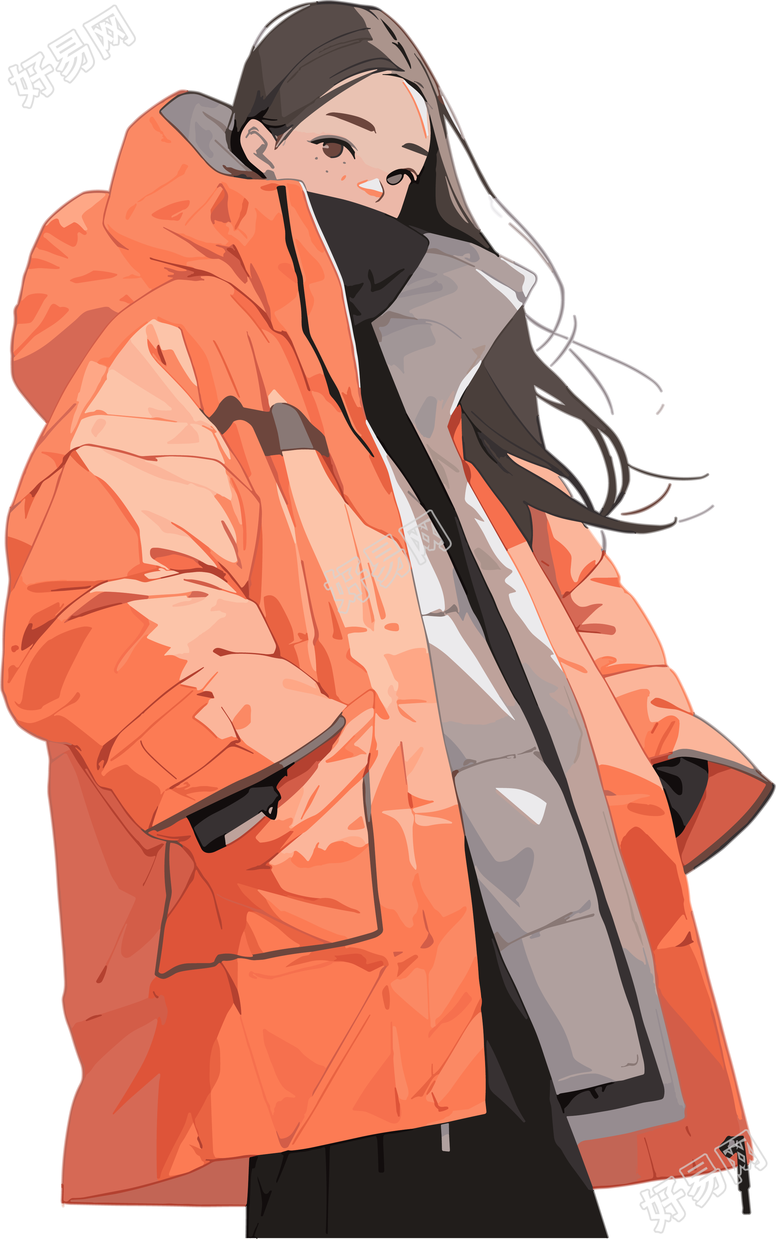 冬季羽绒服女孩保暖图形插图