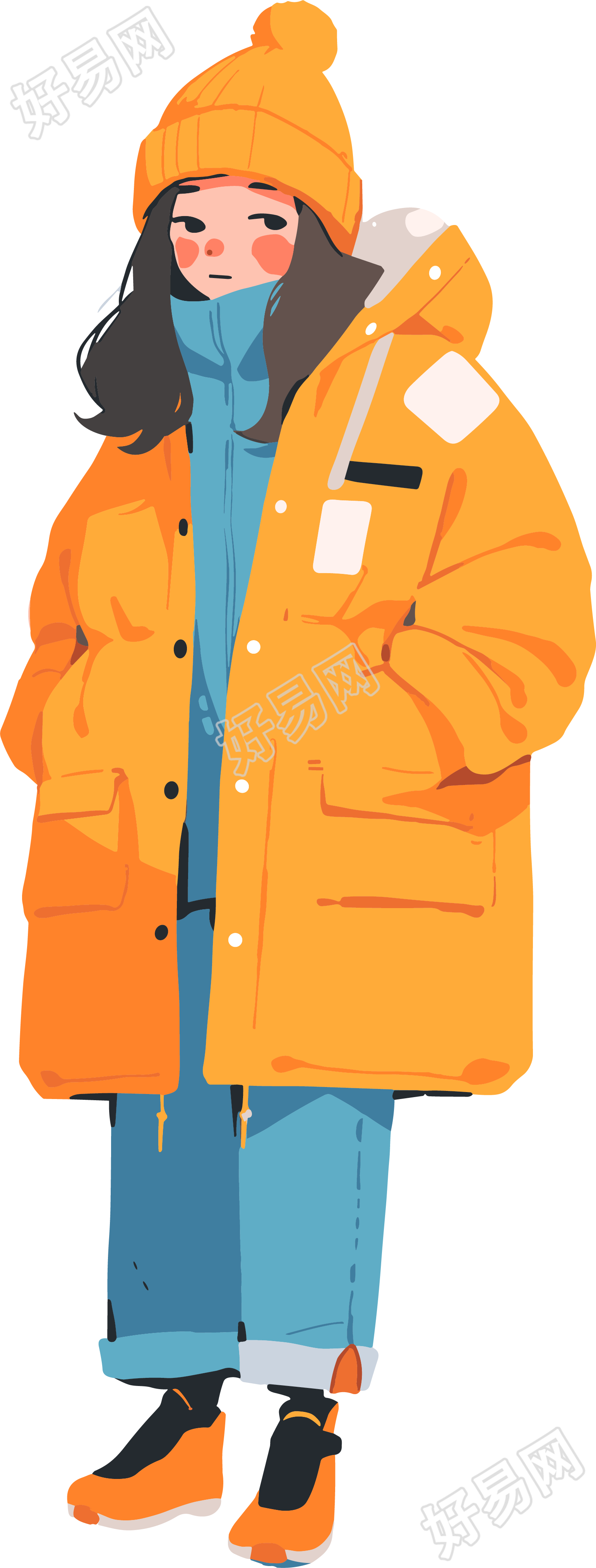 冬季羽绒服女孩保暖图形素材