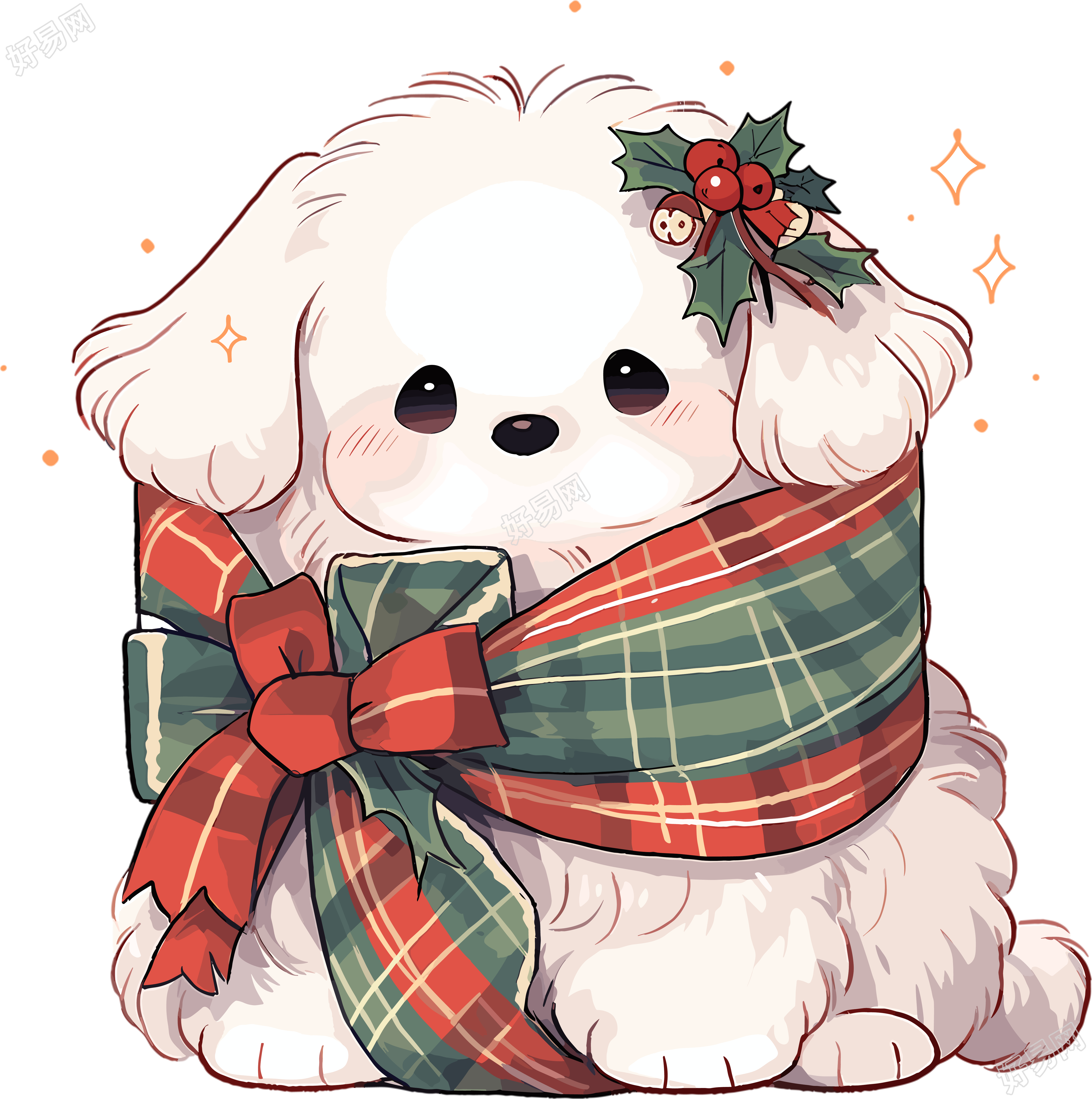 可爱小狗温暖圣诞毯子商用插画