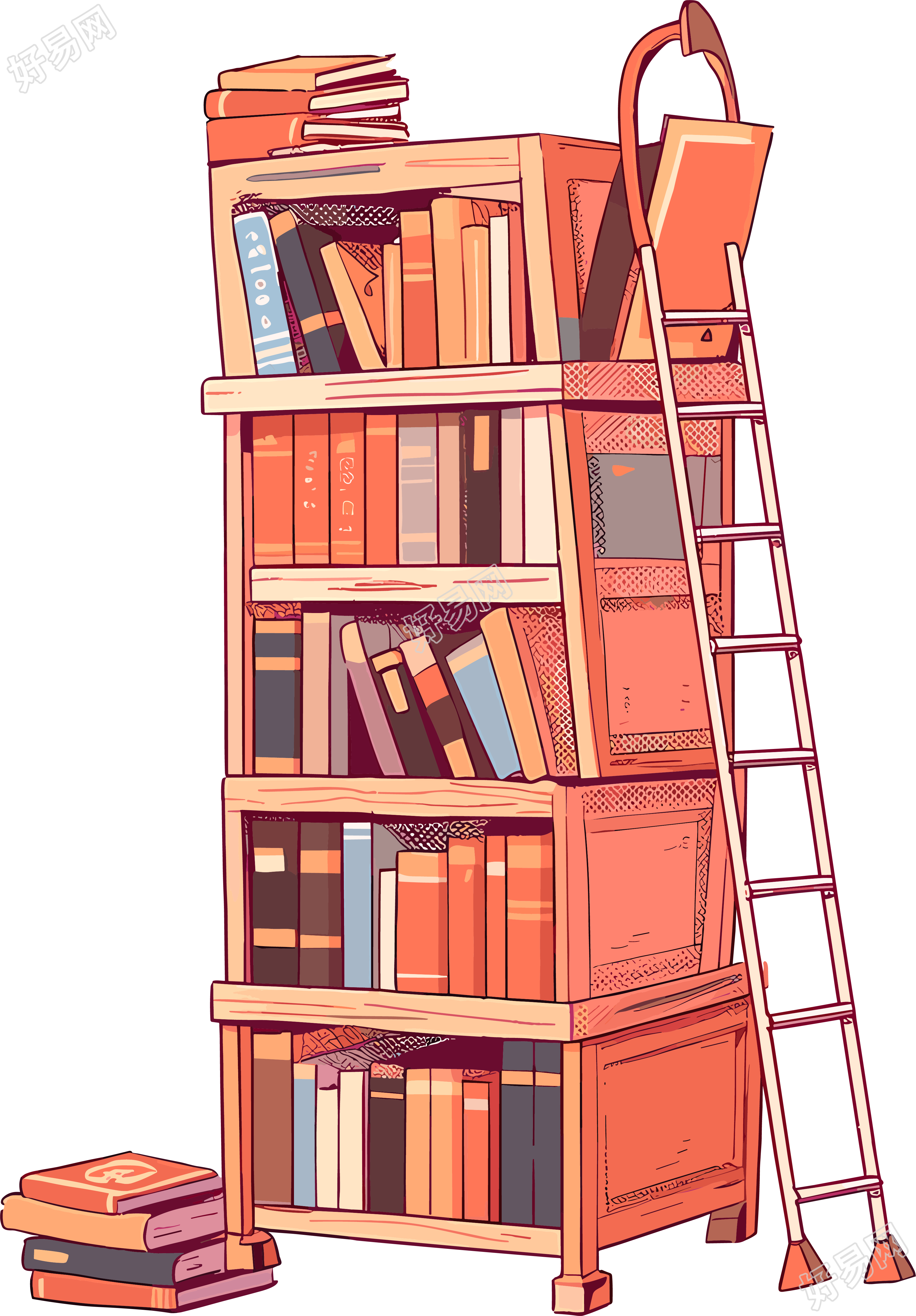 书本和梯子商业设计元素