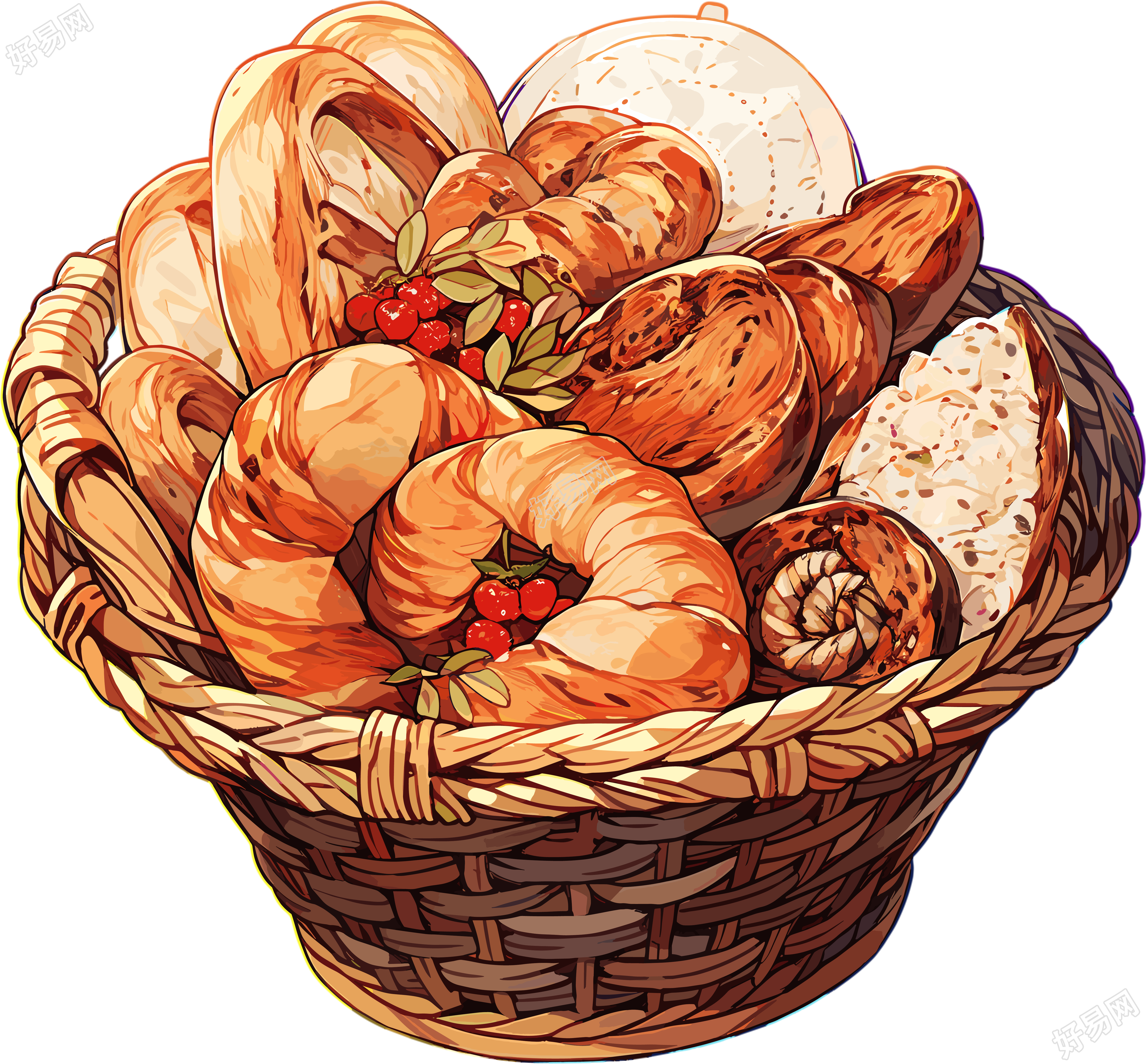 篮子里的面包PNG图形素材