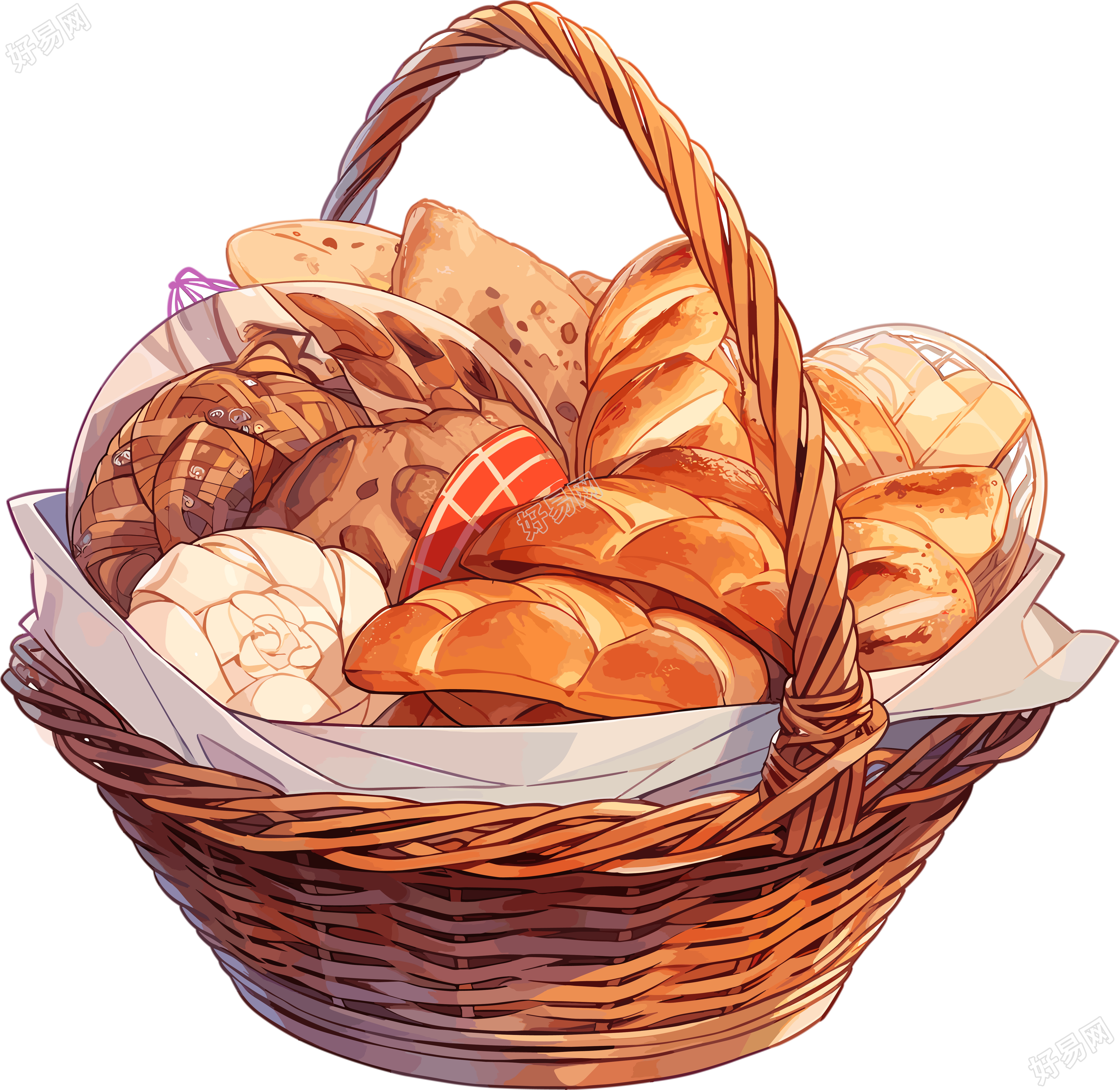 篮子里的面包插画设计素材