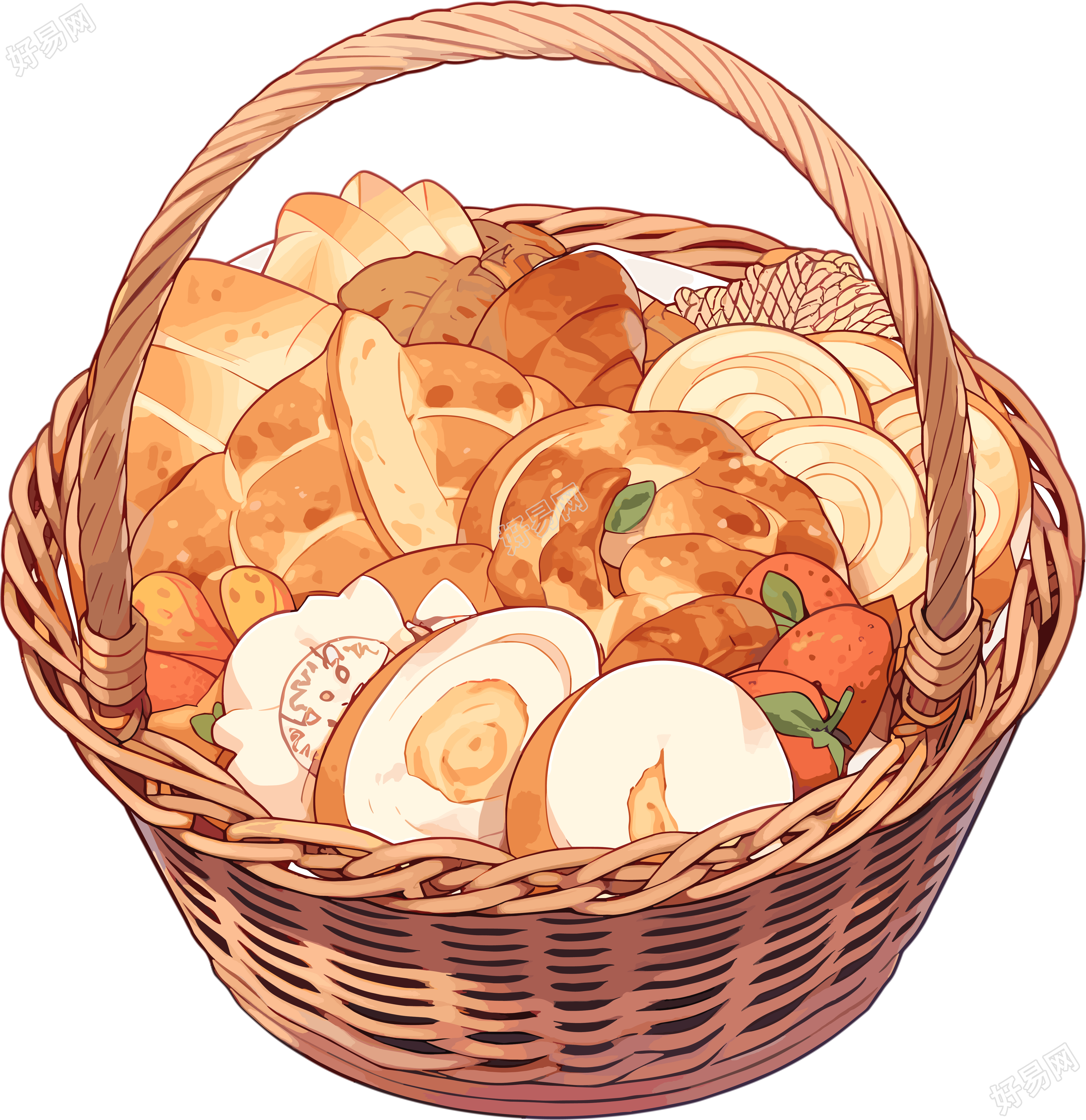 篮子里的面包插画素材