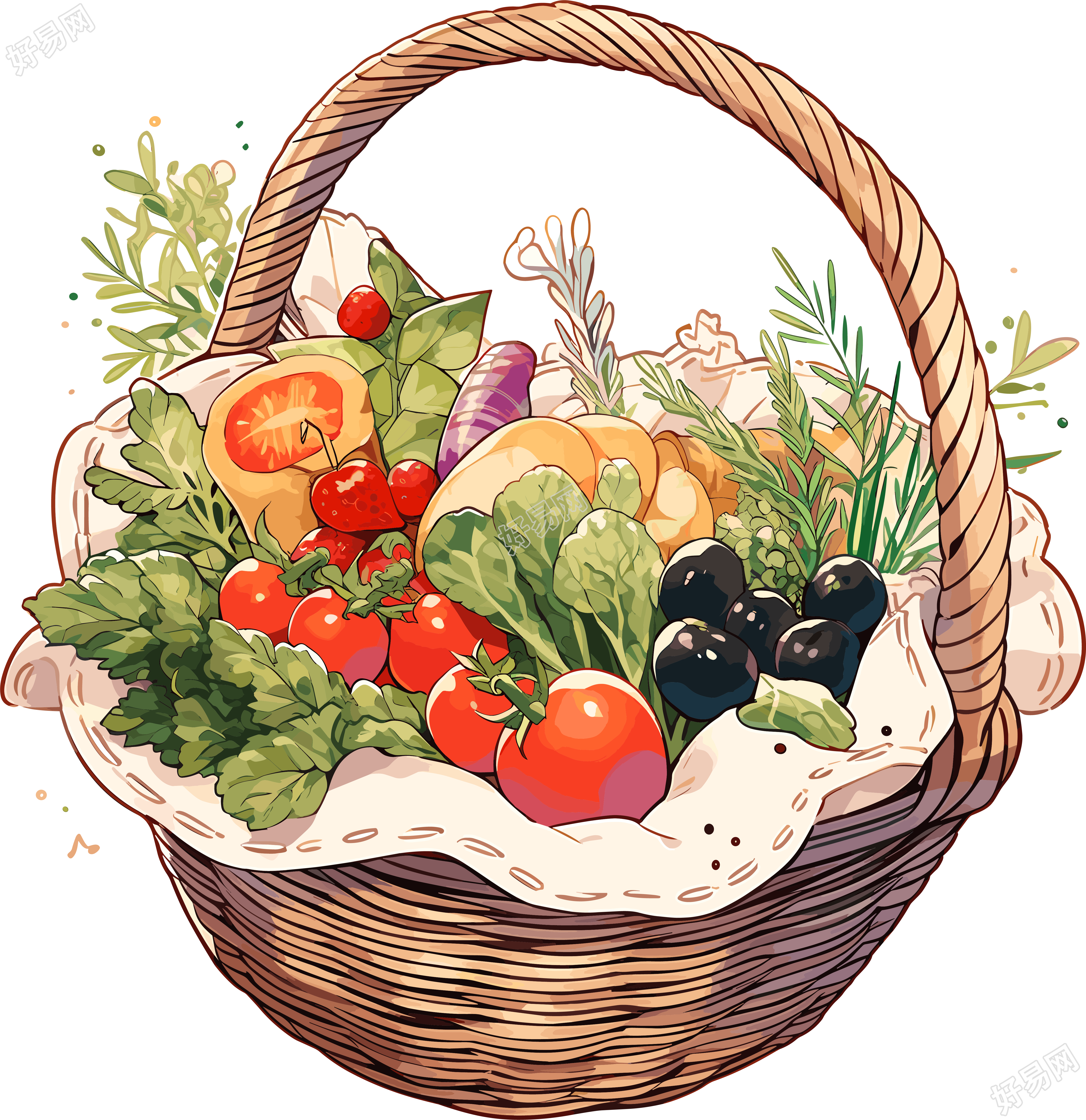 篮子里的蔬菜健康食物素材