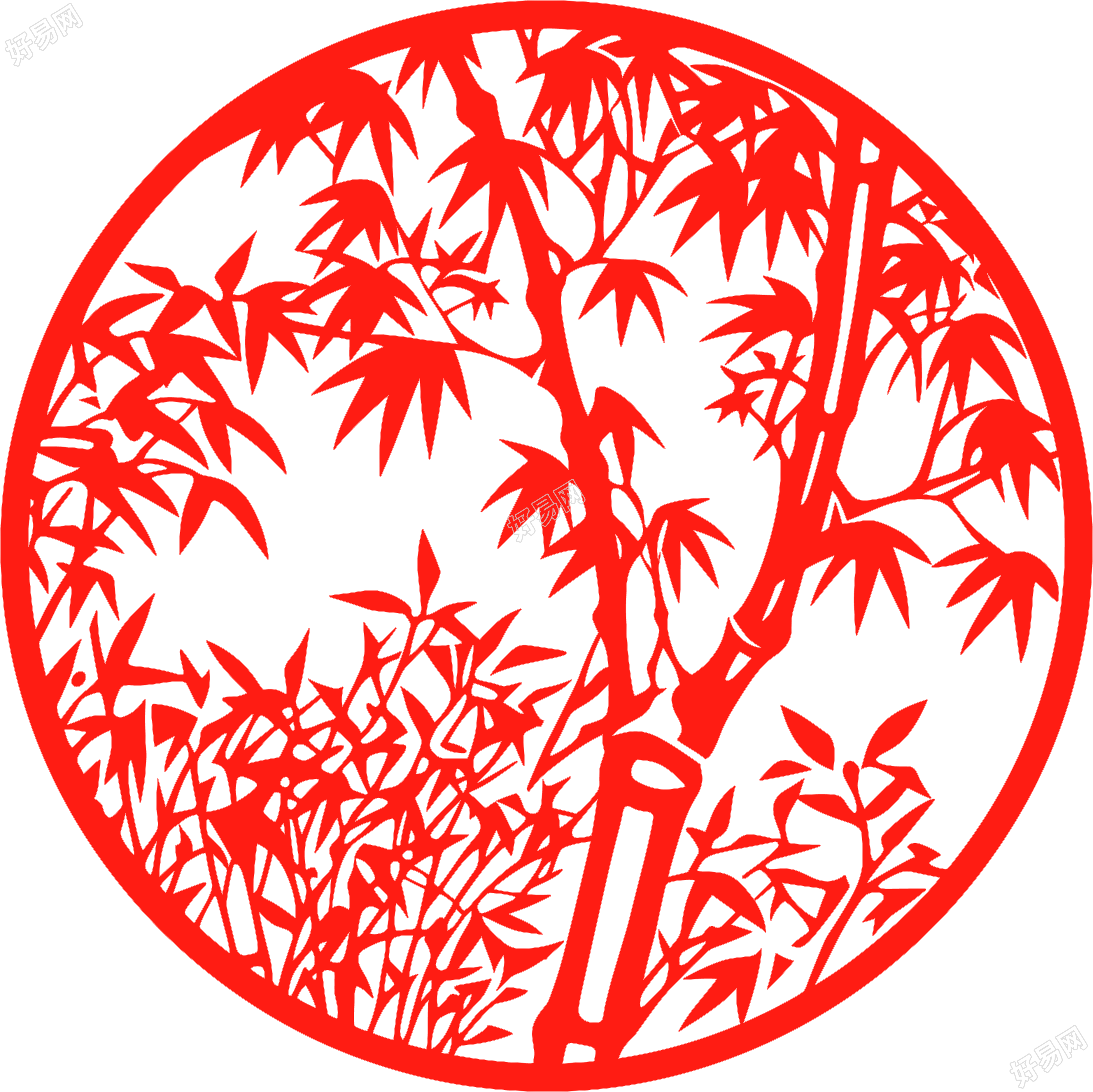 剪纸窗花竹叶创意设计素材