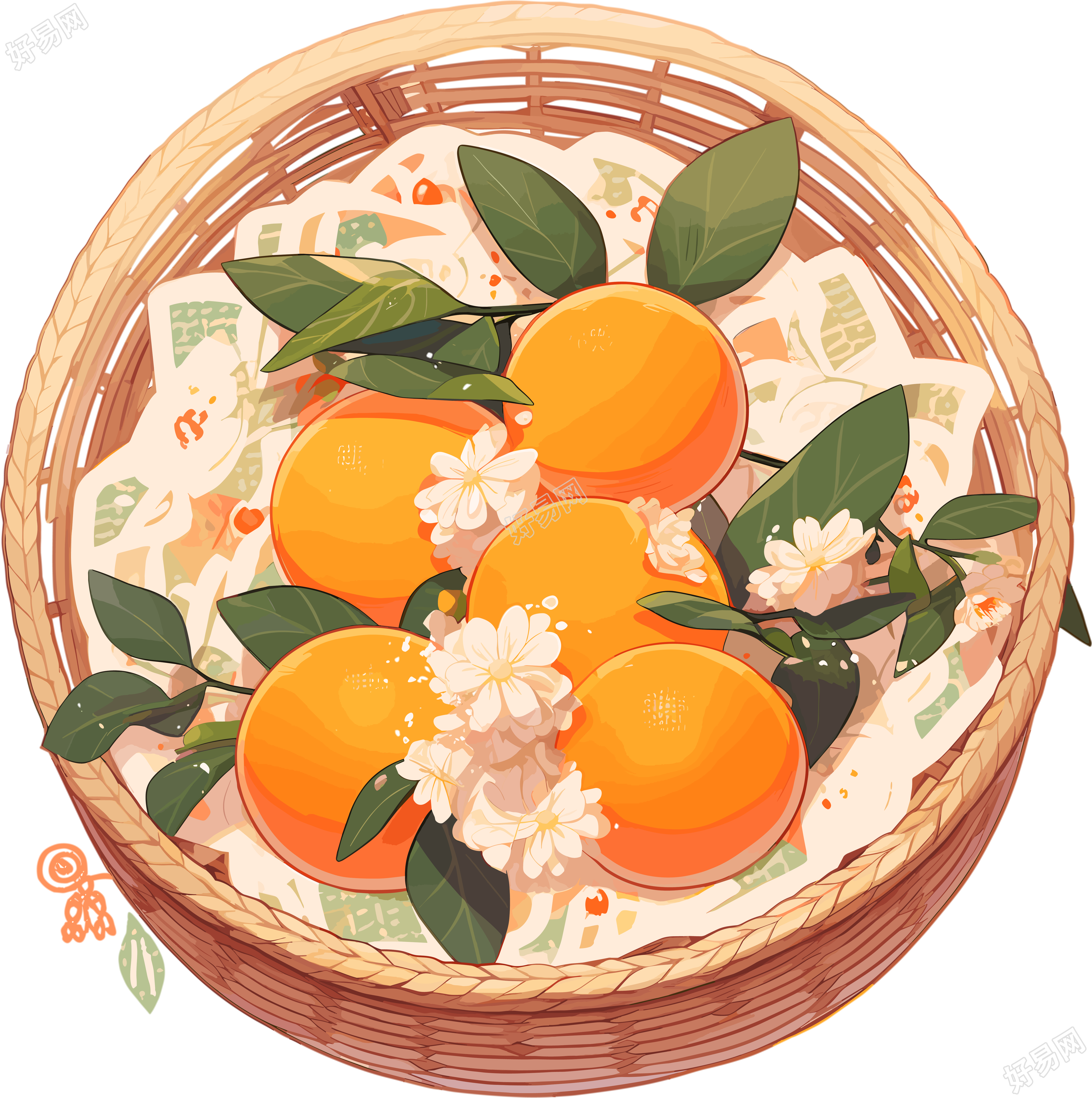 篮子里的橙子插画