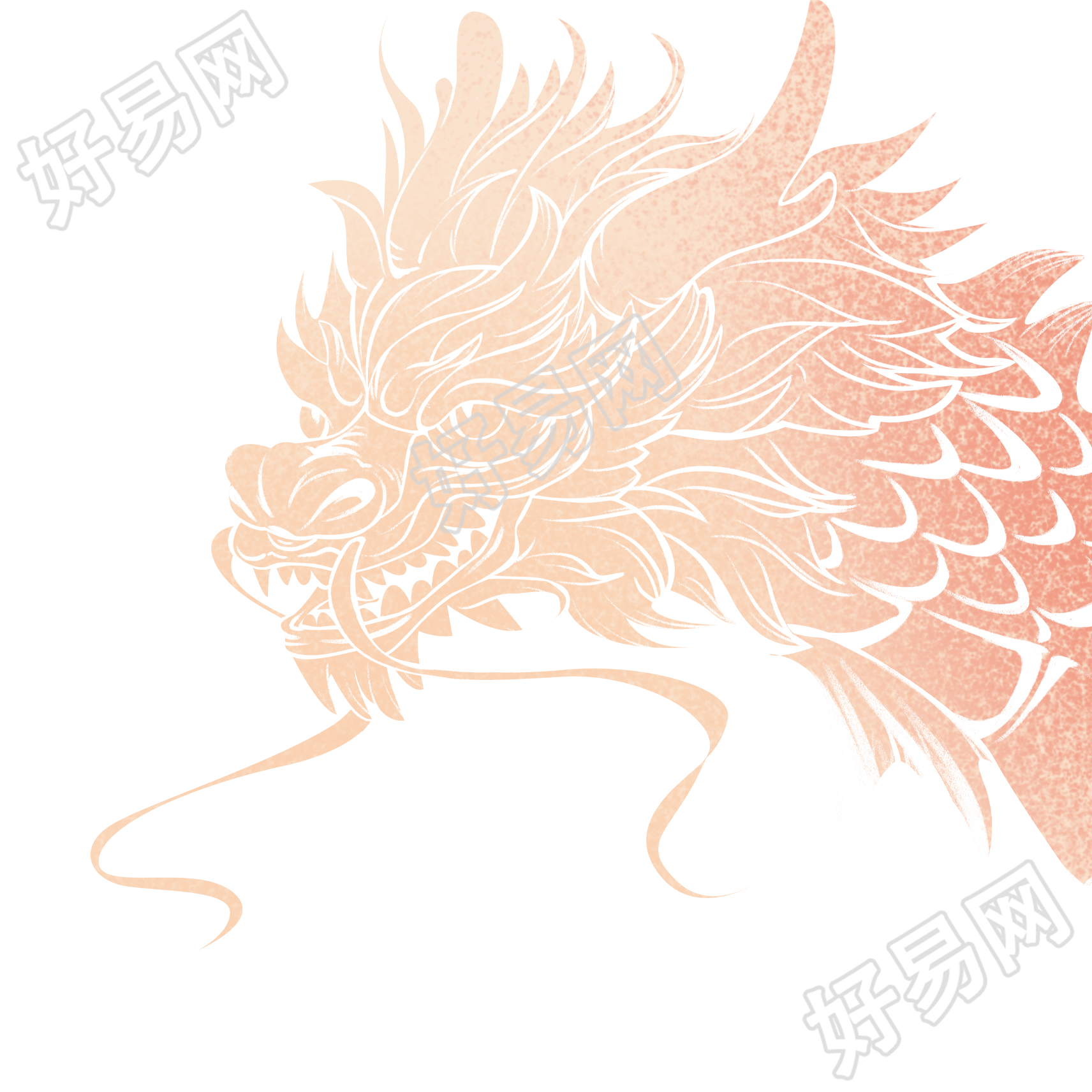 跨年狂欢橙色渐变中国龙插画