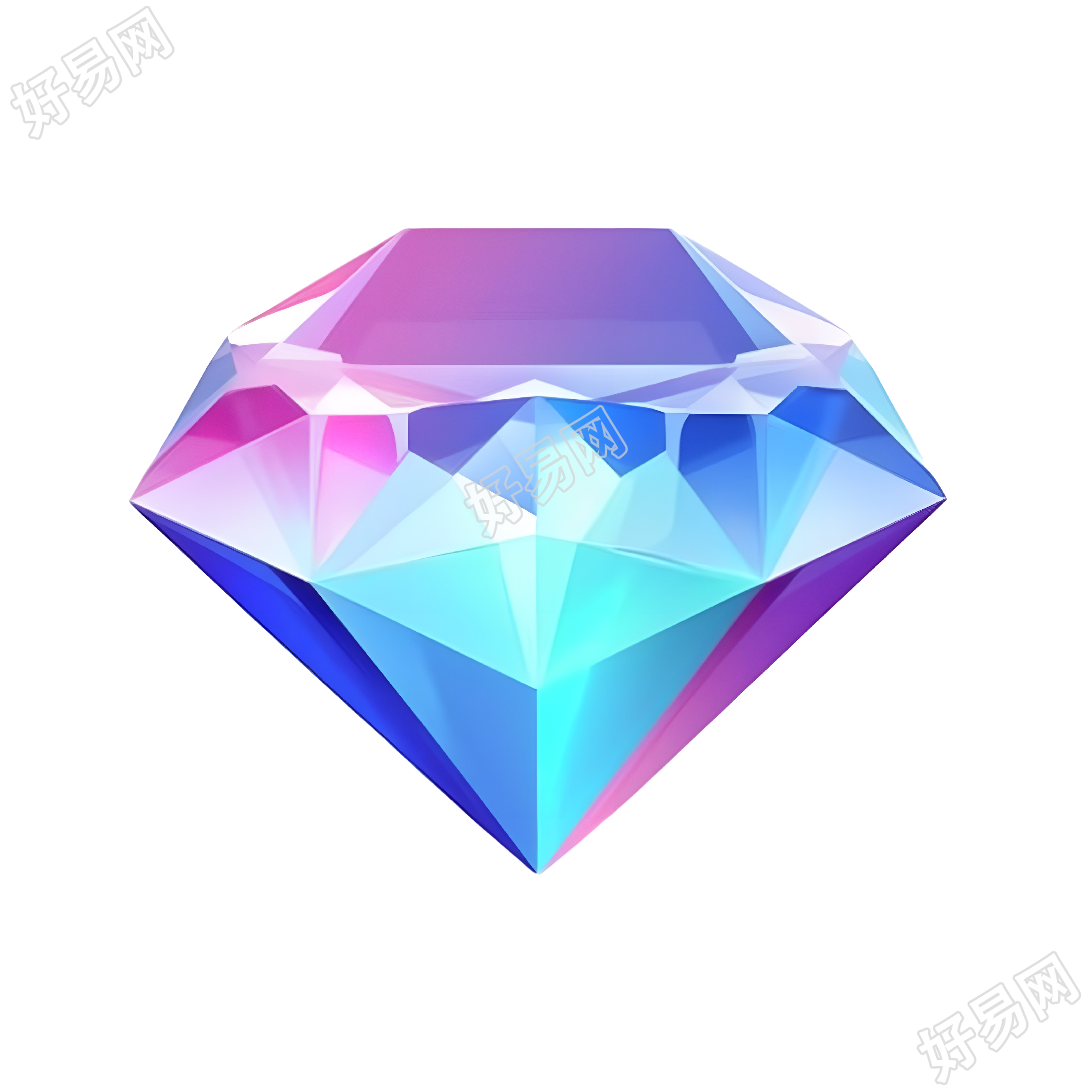3D蓝紫渐变钻石透明背景素材