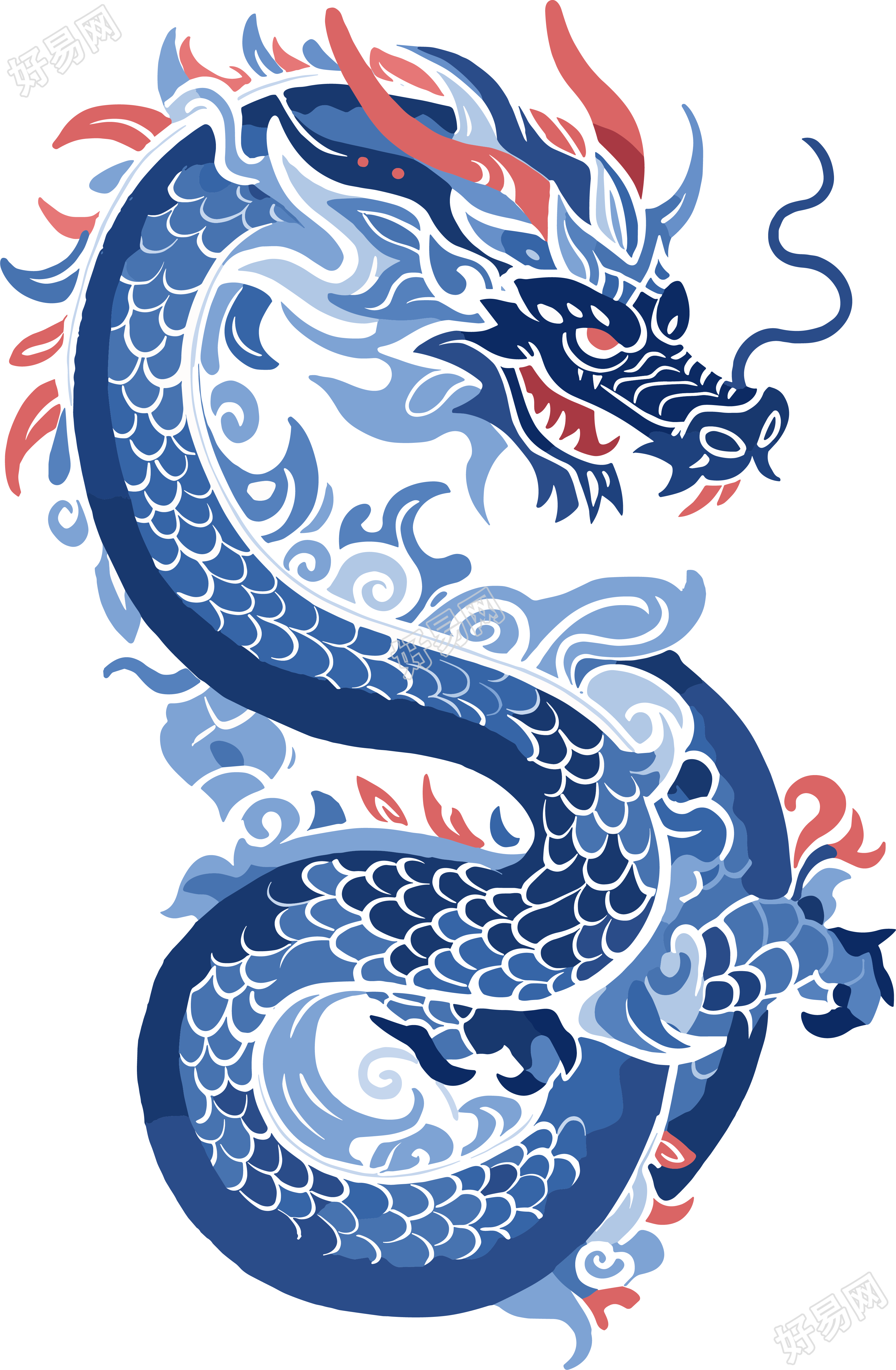 中国龙平面插画设计素材