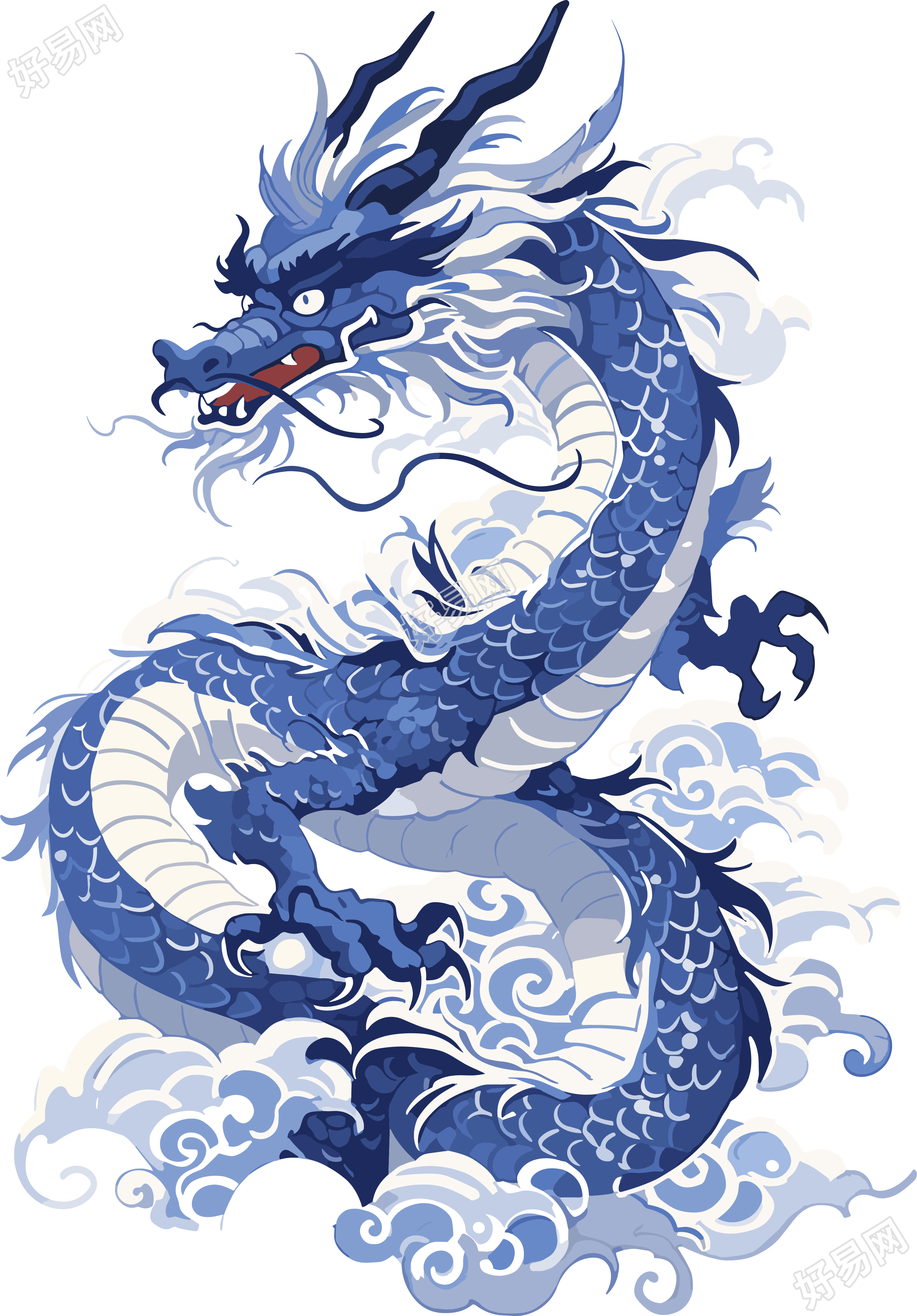 中国龙扁平插图