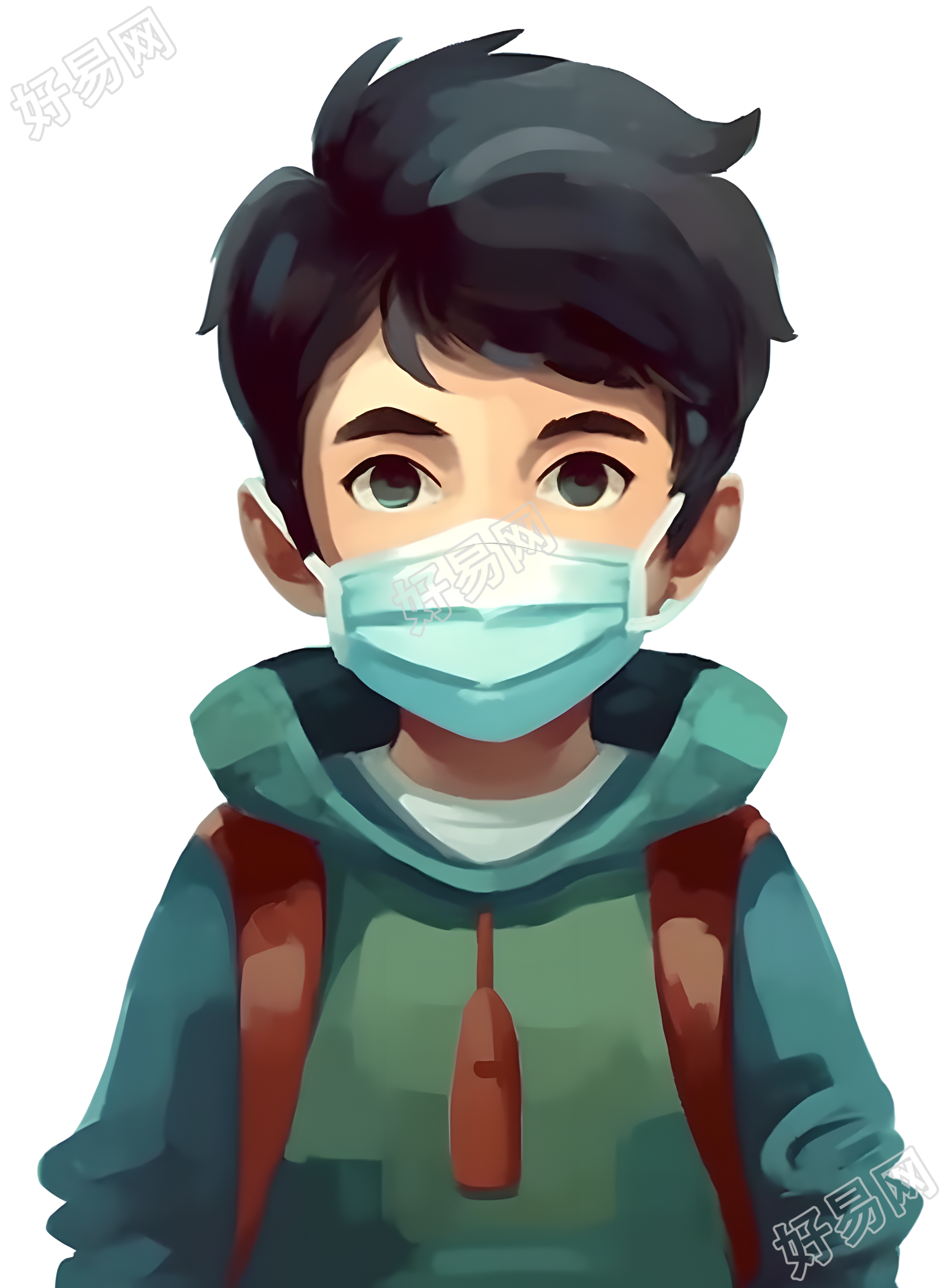 预防流感感冒的男人插画