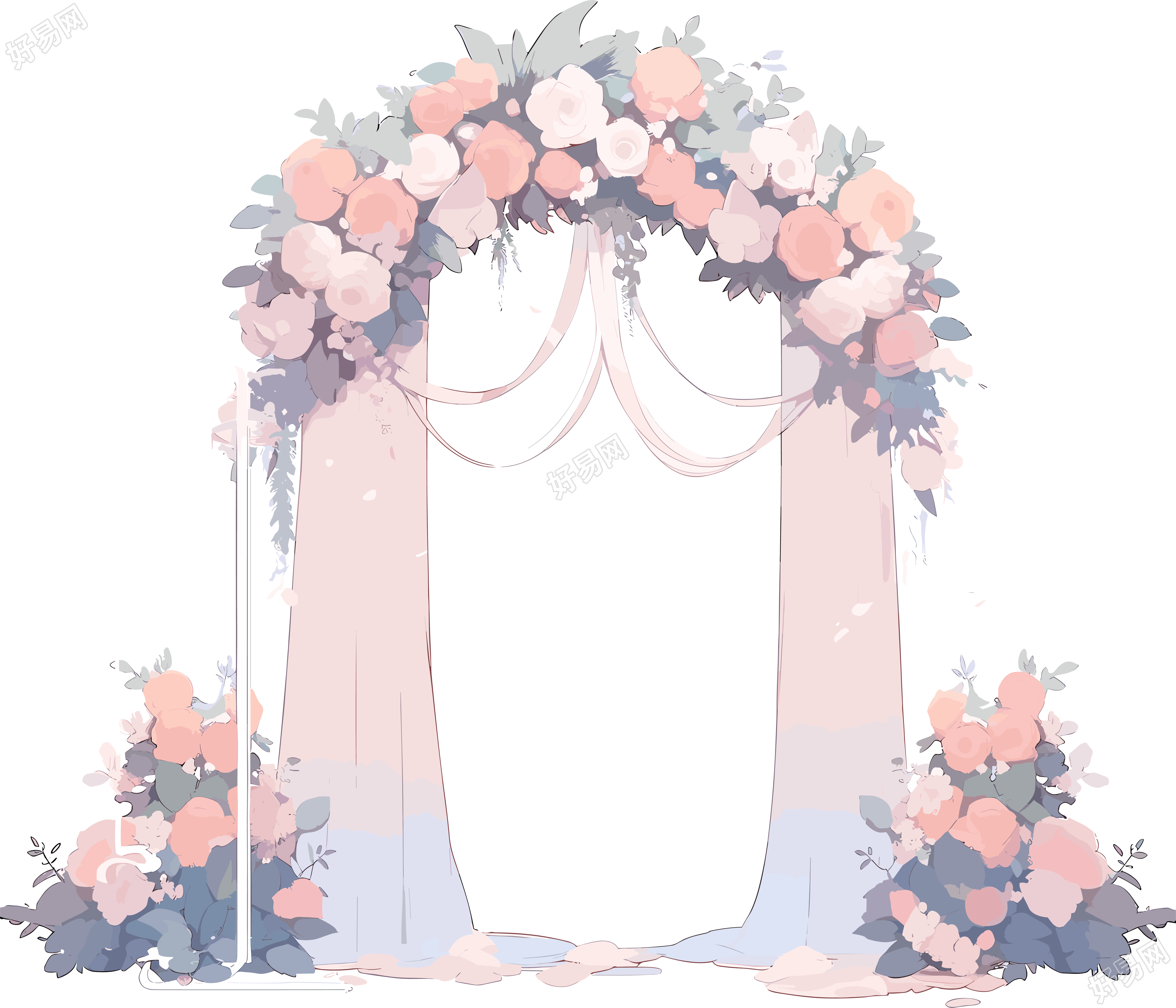 婚礼拱门插画设计元素