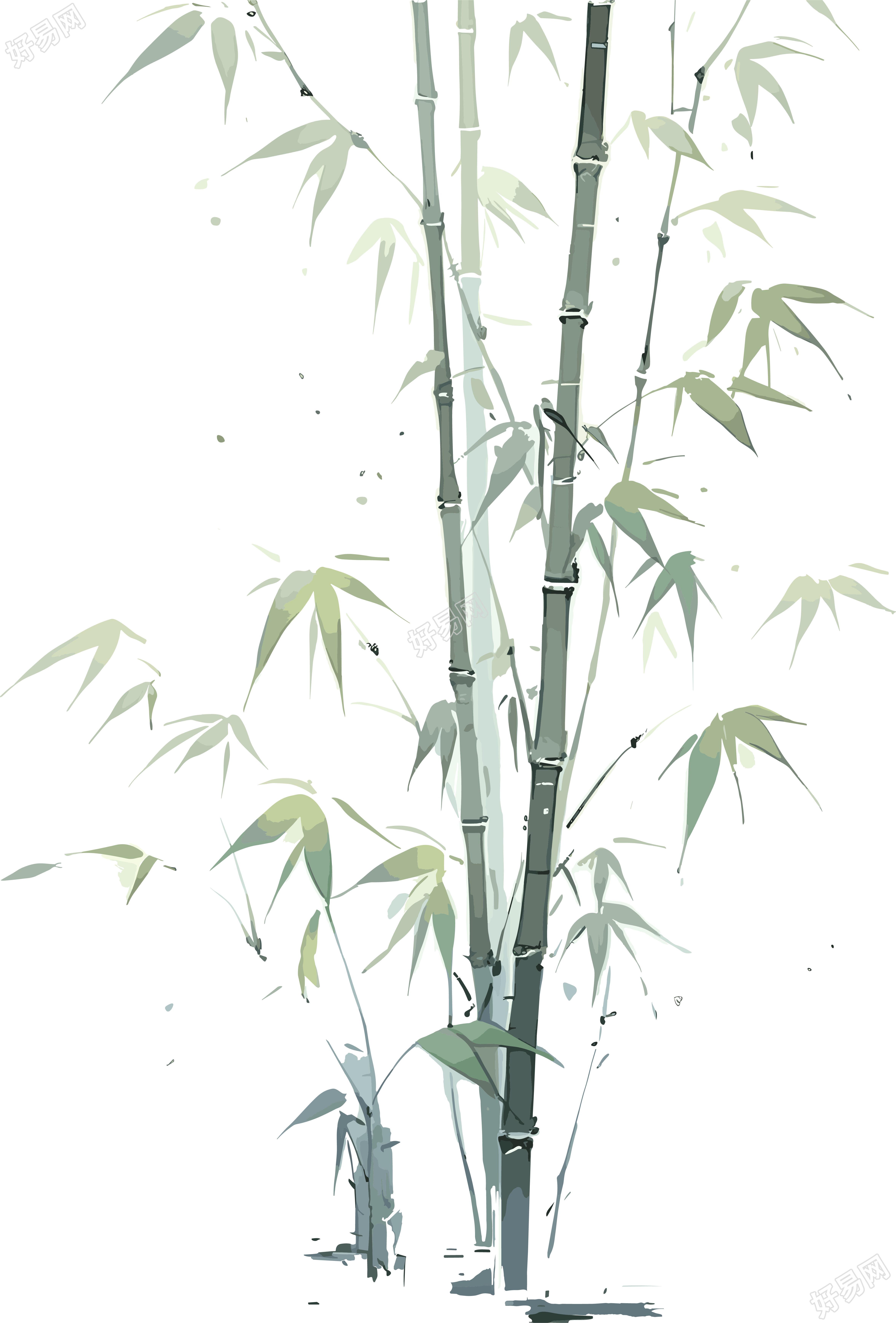 传统工笔画竹子PNG元素
