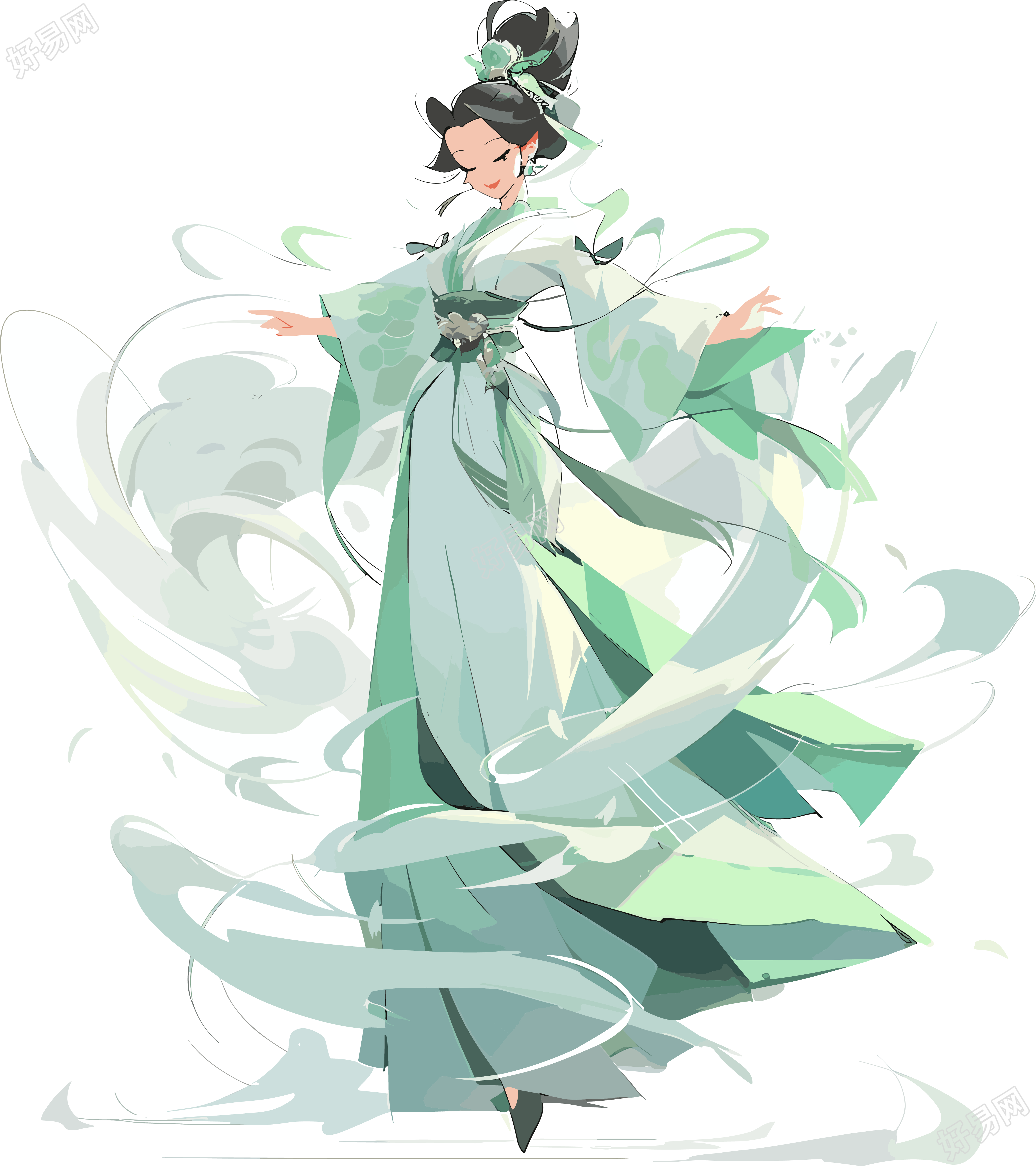 仙女绿衣服插画