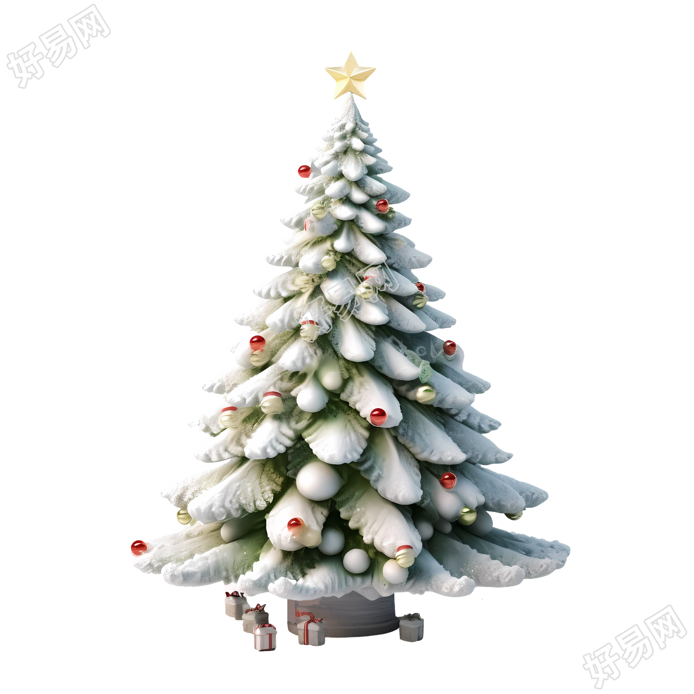 圣诞树可爱的3D渲染插画