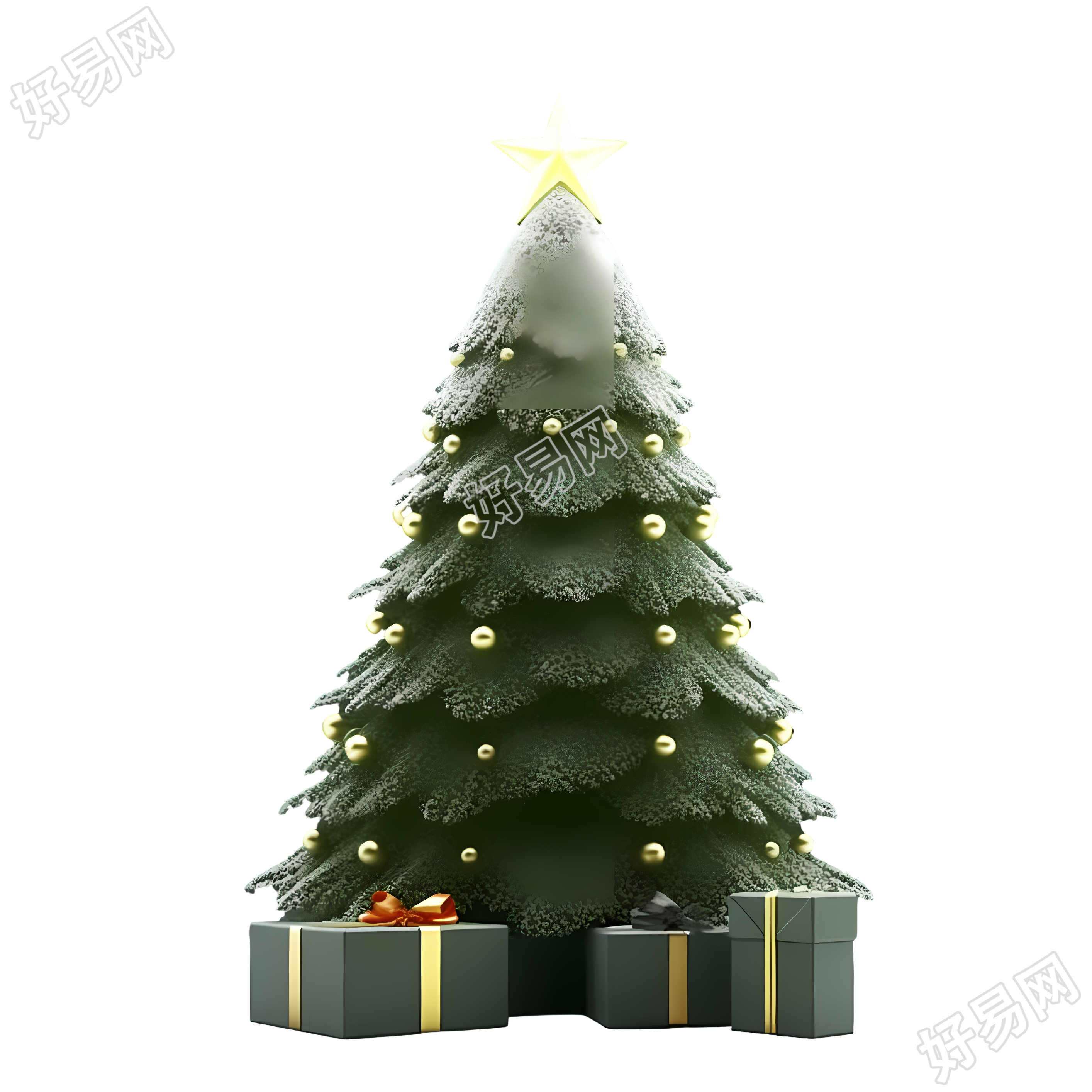 圣诞树高清透明背景3D渲染元素