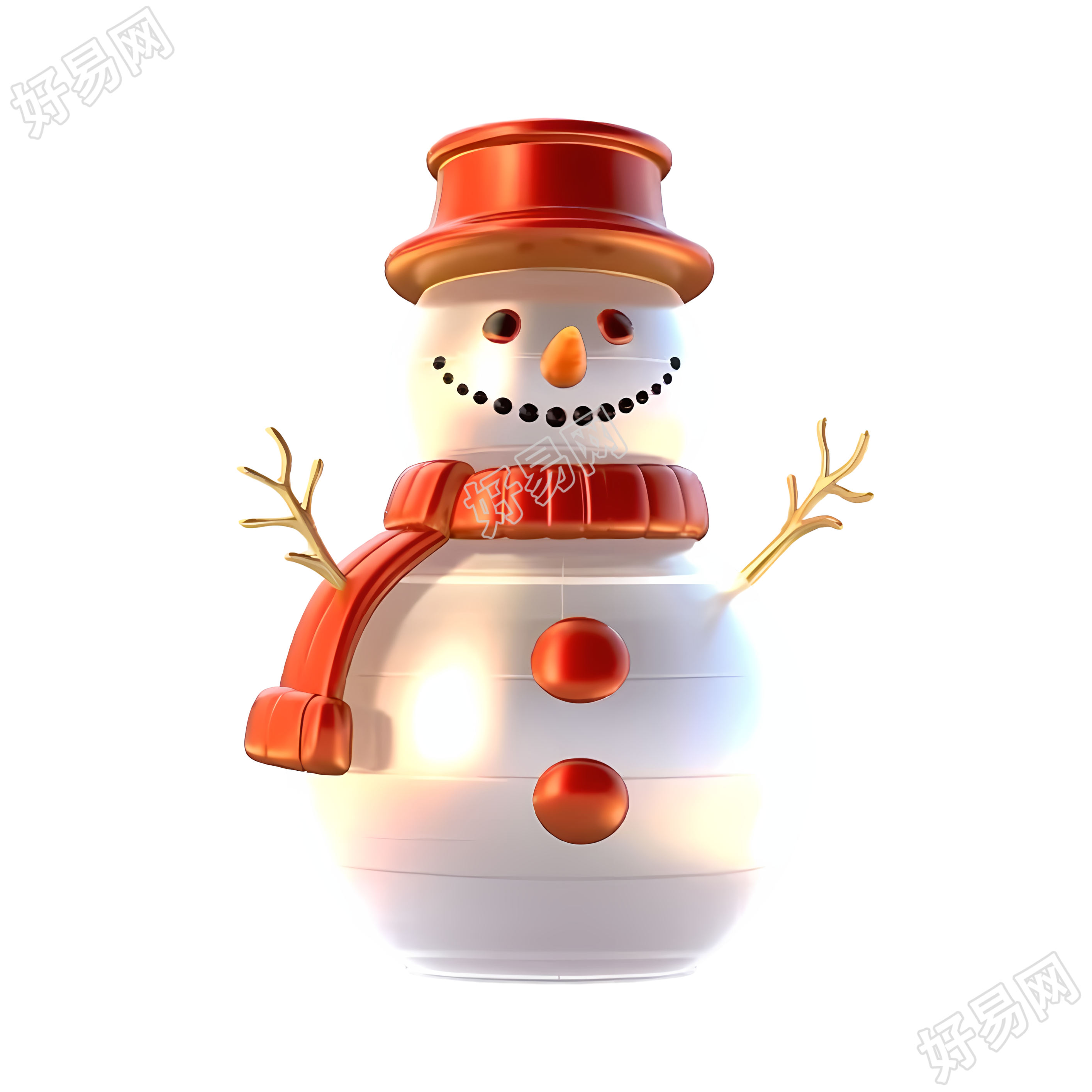圣诞雪人红金创意插画