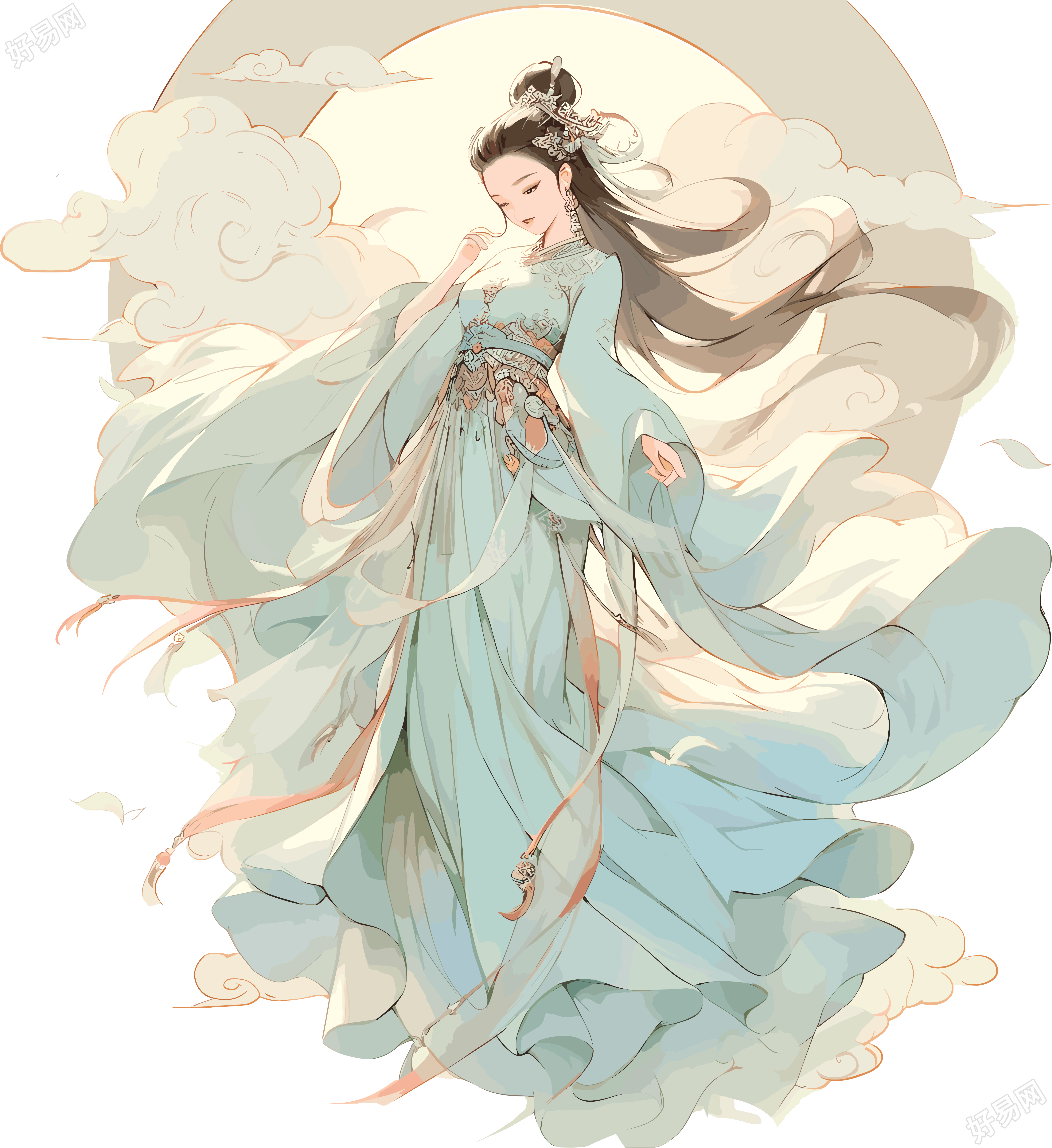 敦煌女神美丽迷人的插图素材