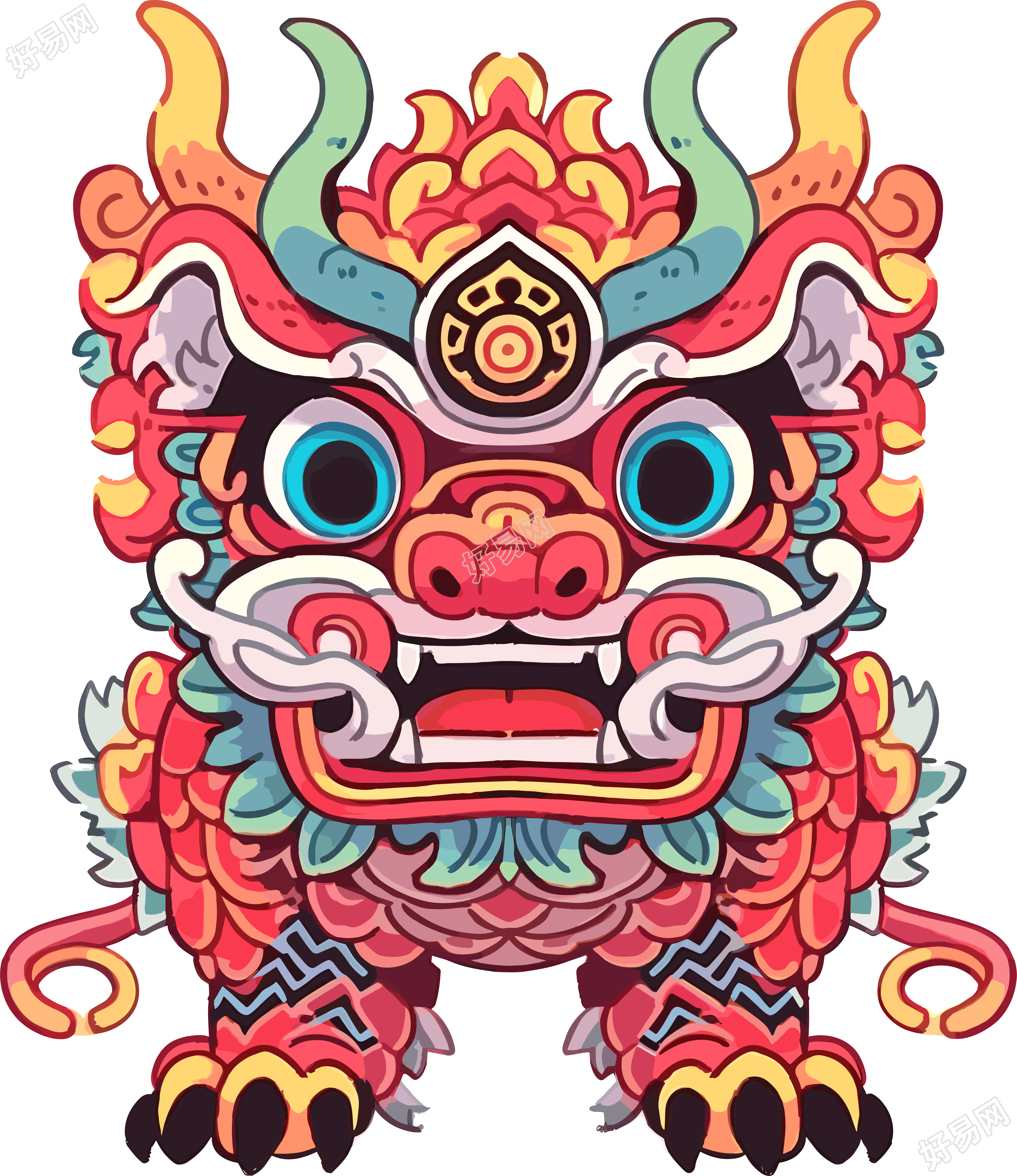 超可爱的中式龙素材图
