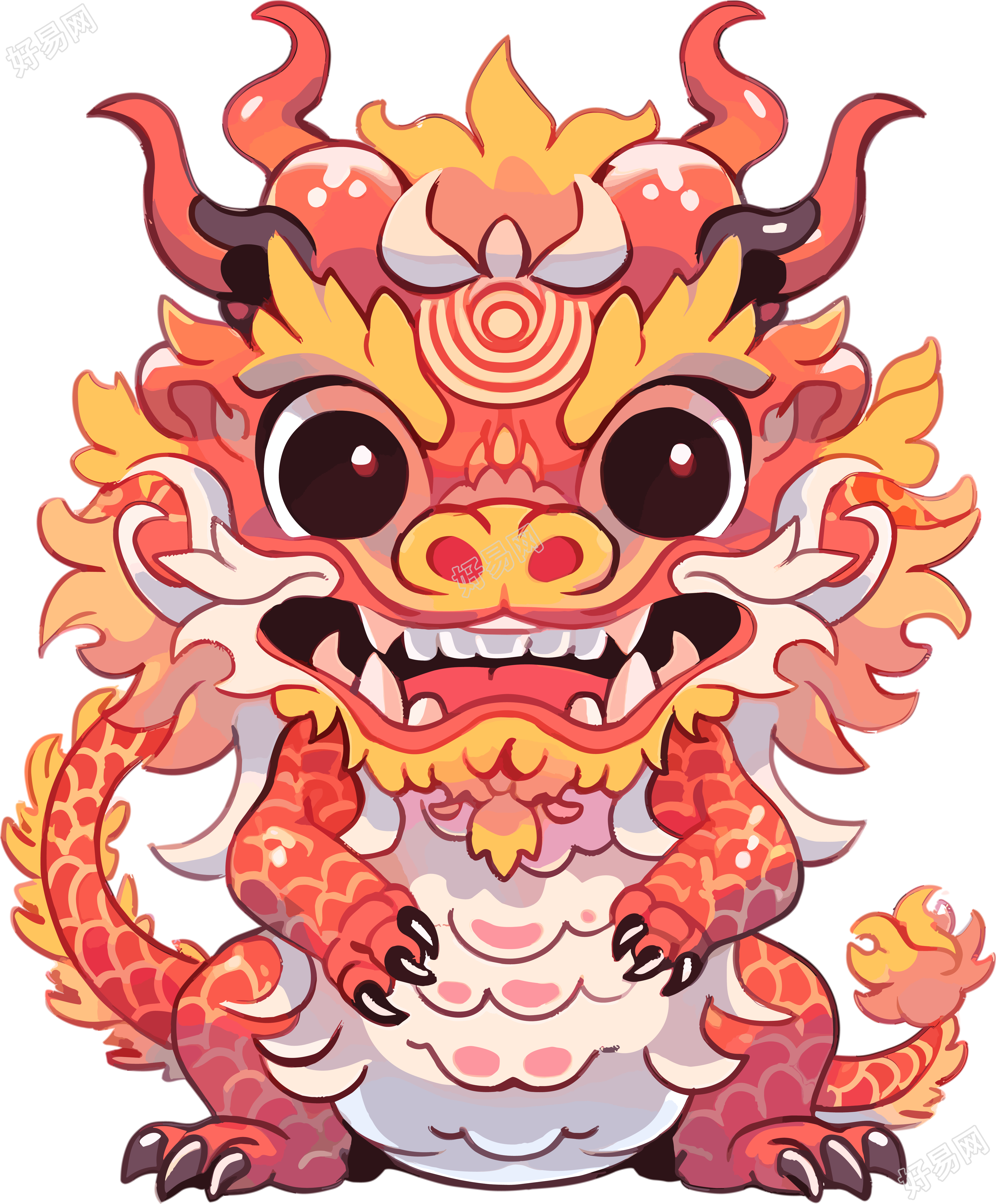 可爱中式龙插画素材