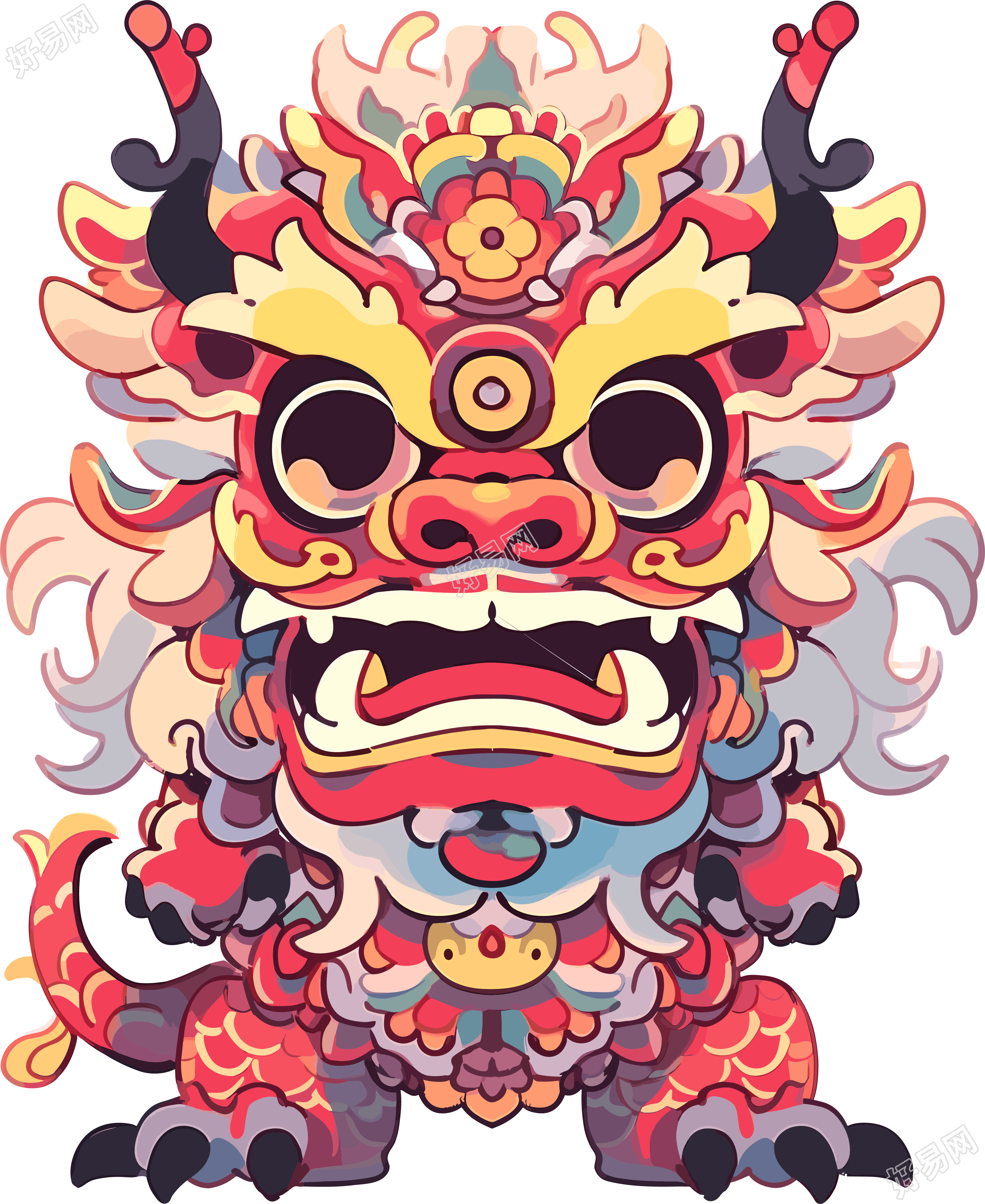 超可爱的中国龙商业插画设计