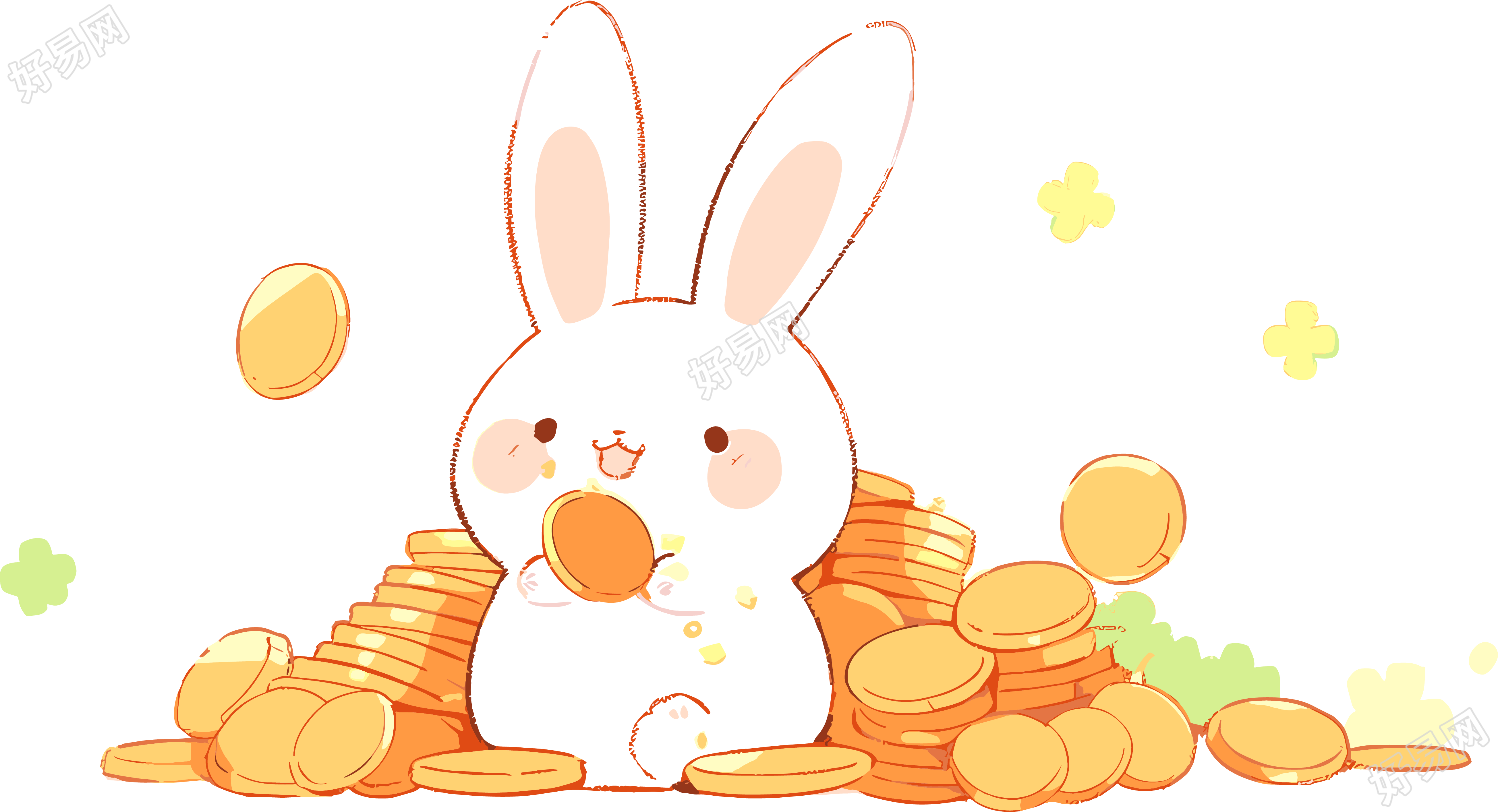 可爱小兔子和金币