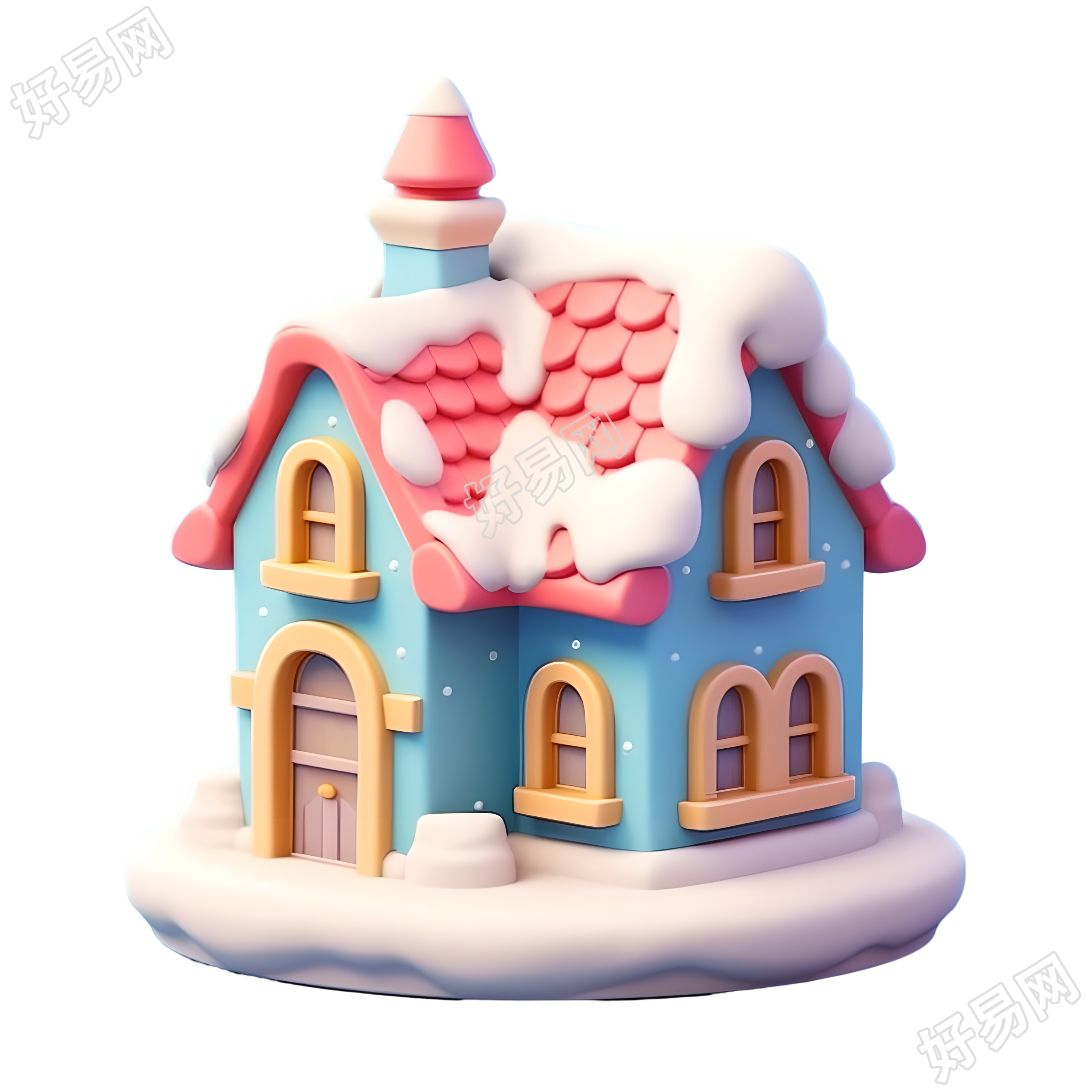 圣诞雪屋可爱风格插画