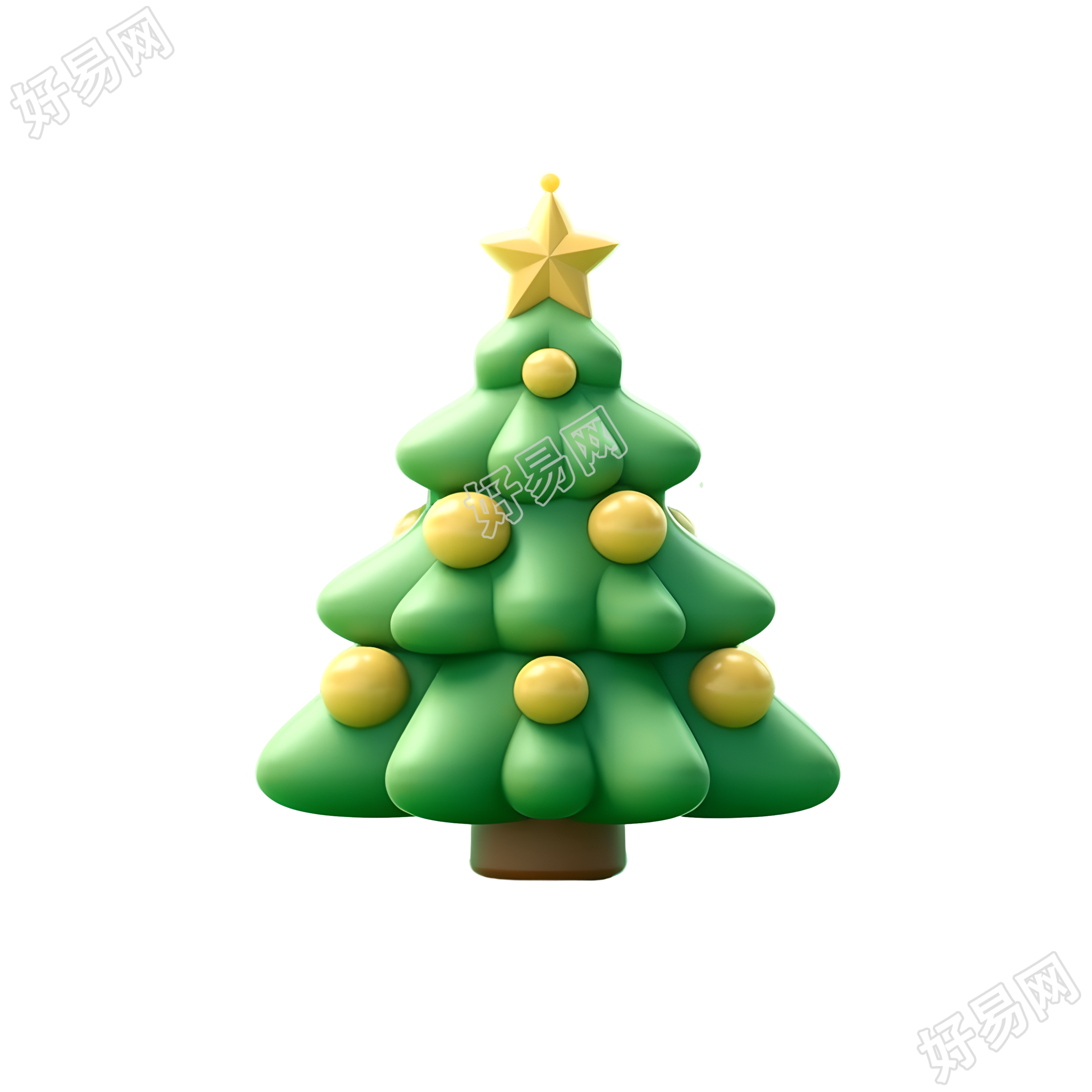 圣诞树可商用的3D粘土材质素材