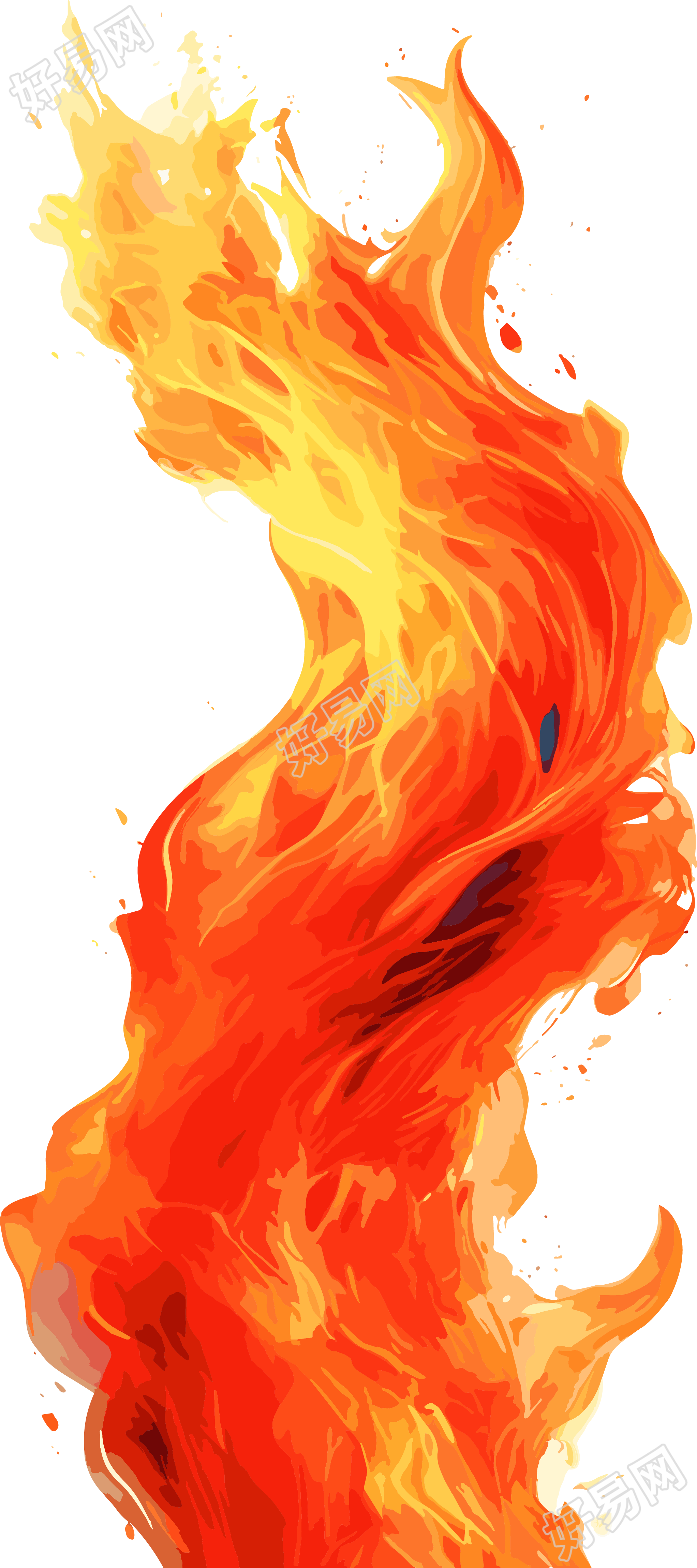 橙色火焰平面插图