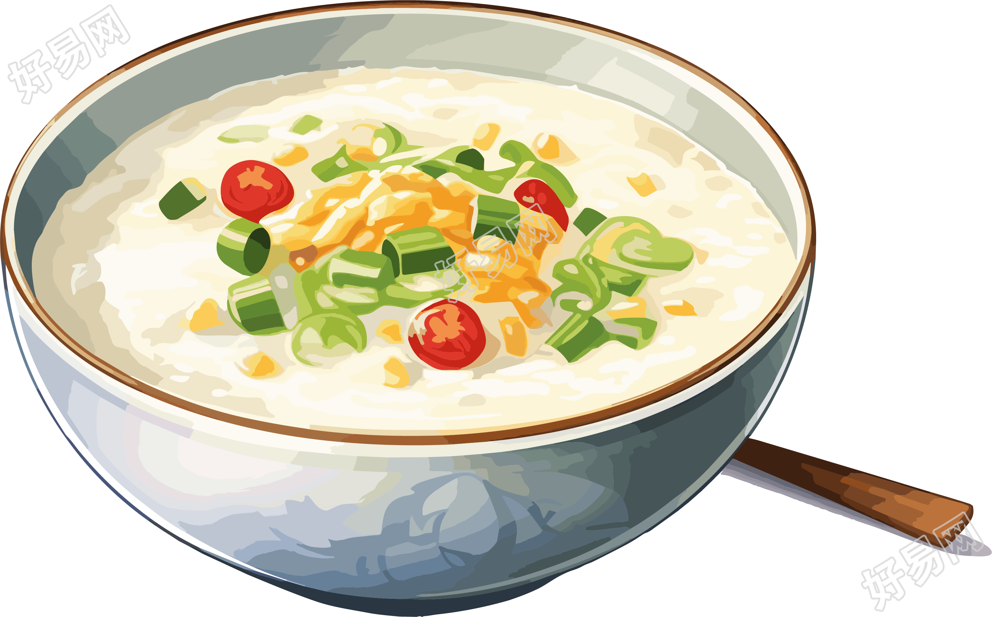 早餐白粥美味插画