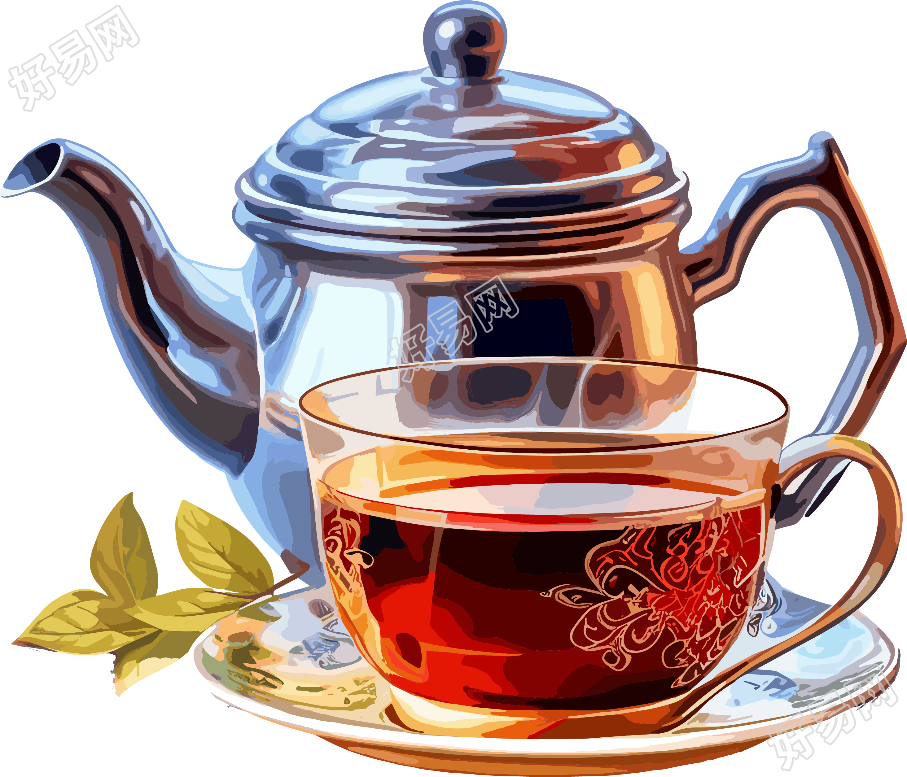 茶壶茶杯可商用插图