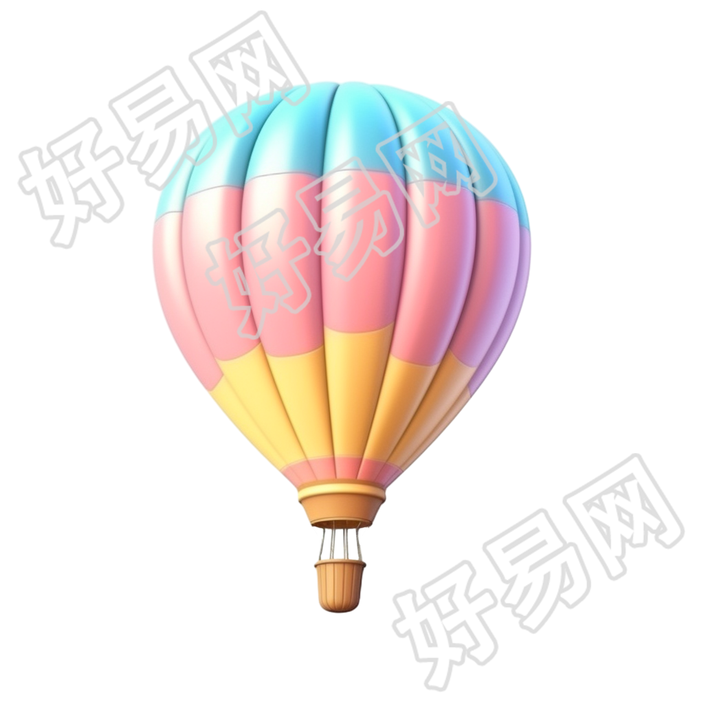 土耳其热气球卡通3D图标素材