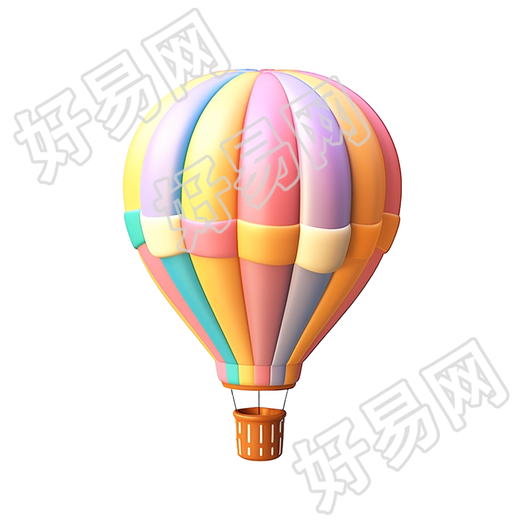 热气球卡通3D图标插画
