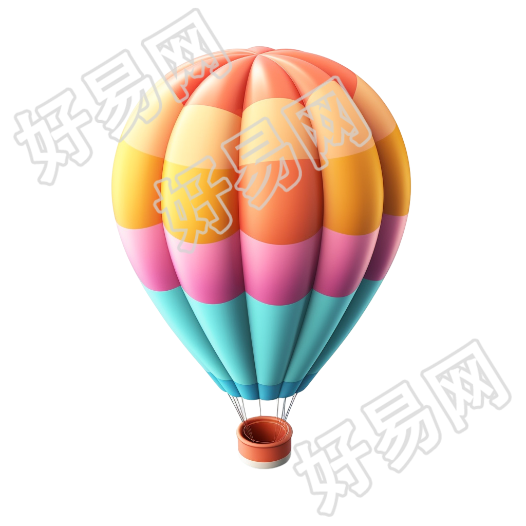 热气球3D黏土材质插画