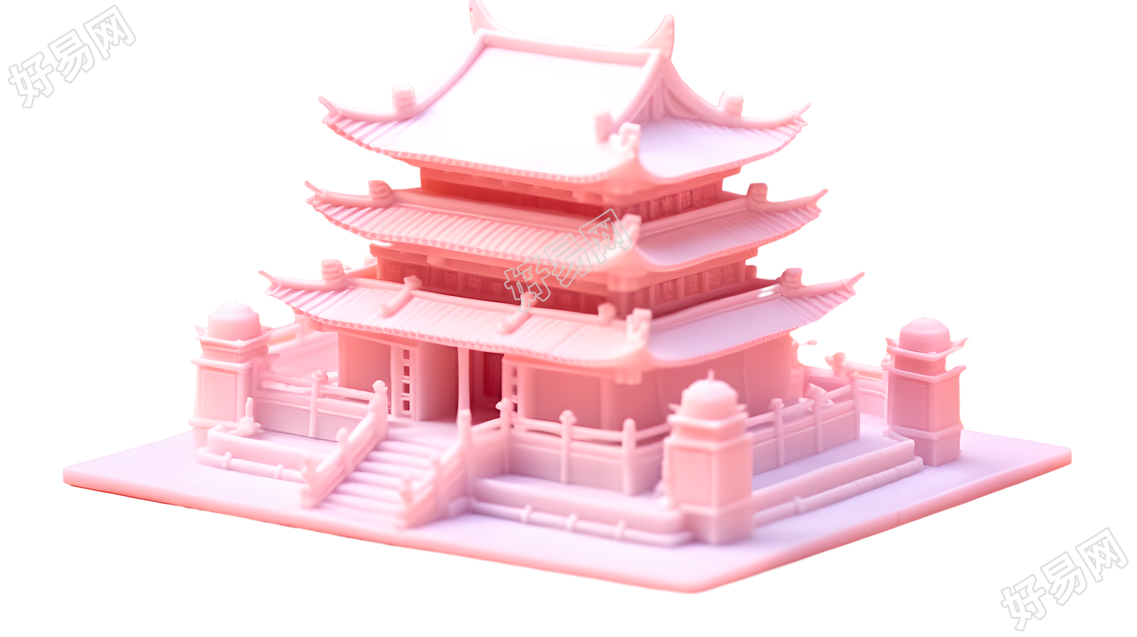 古代中国阁楼积木模型素材