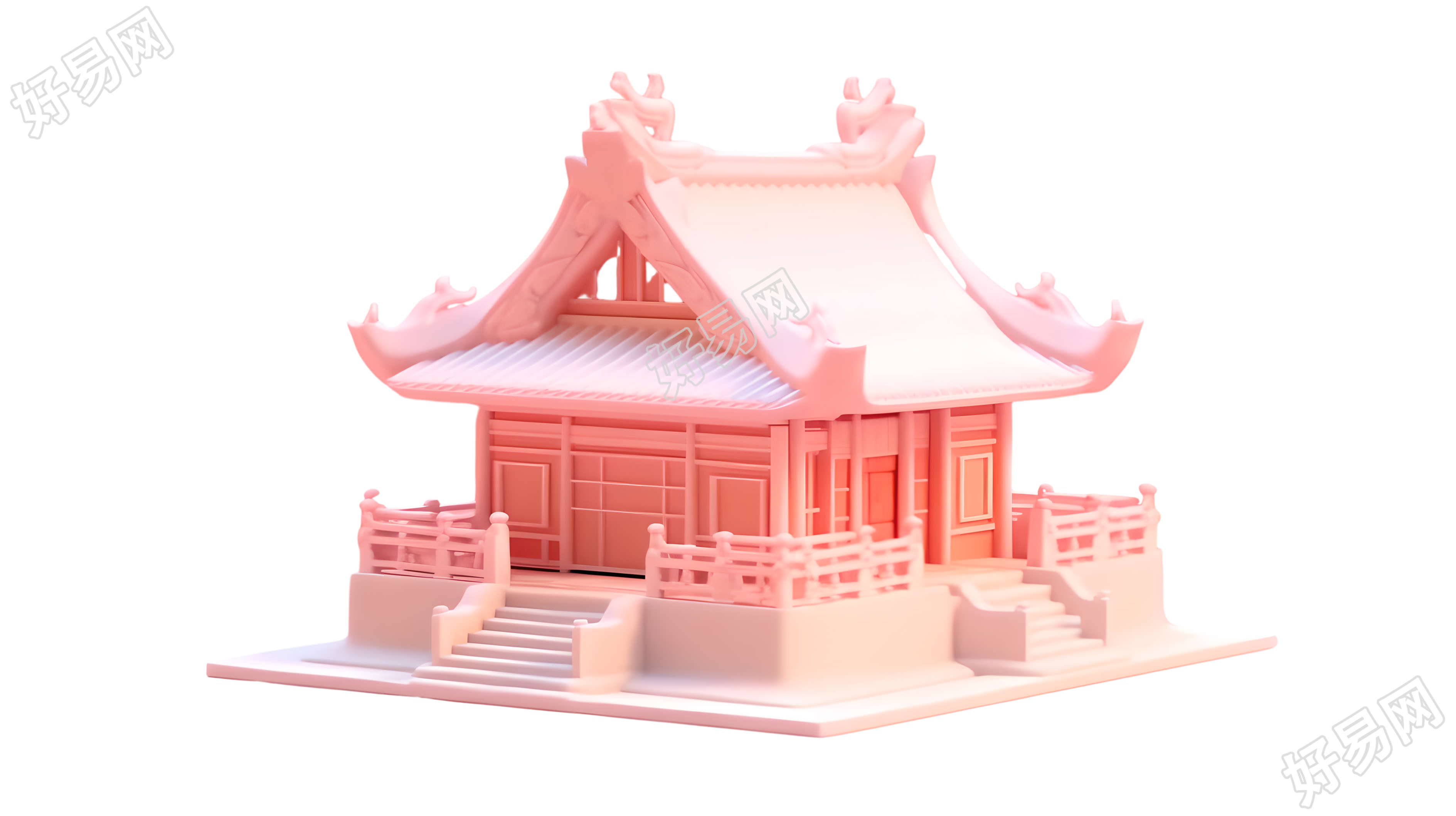 新中式建筑模型图形设计元素