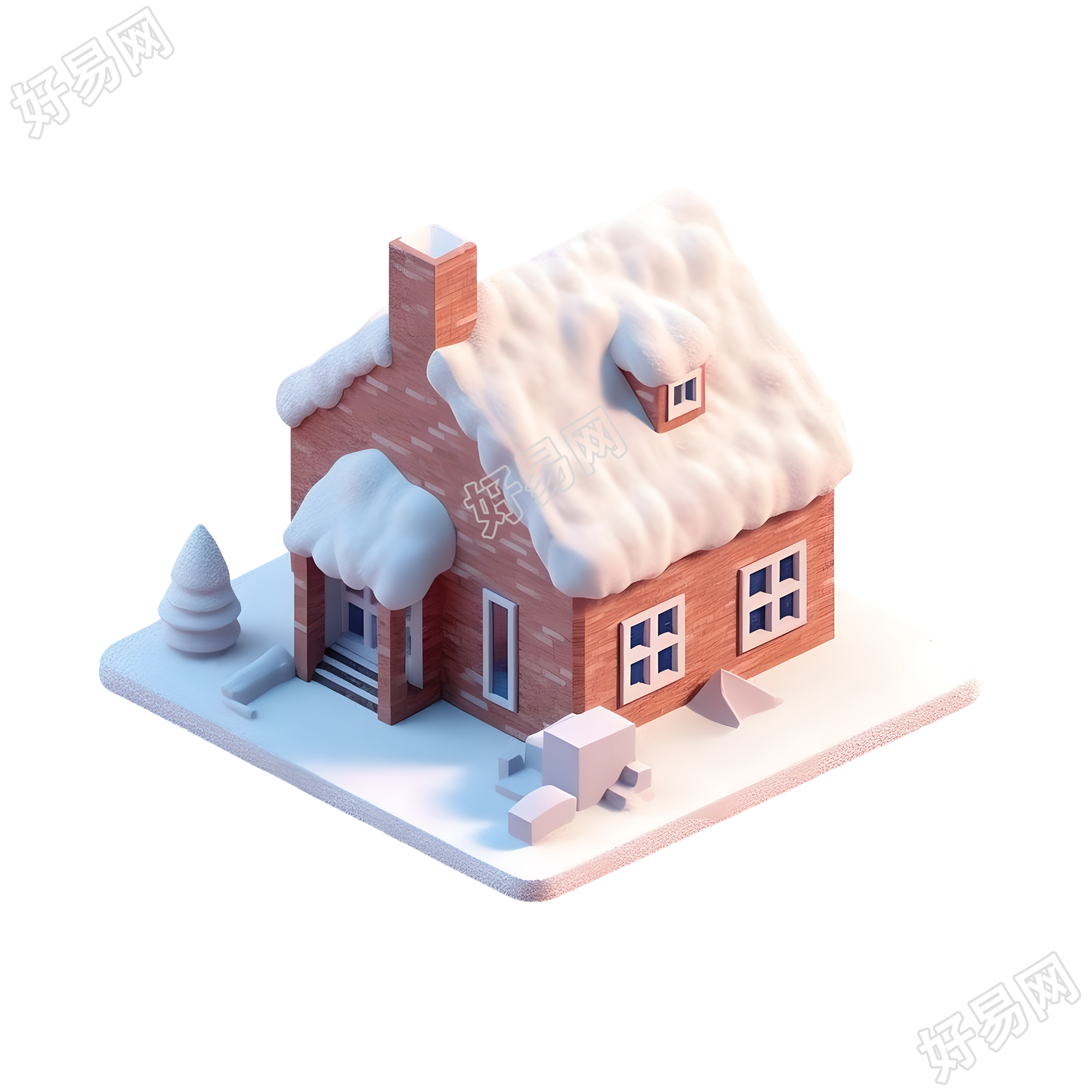 雪顶小屋的创意设计元素图形素材