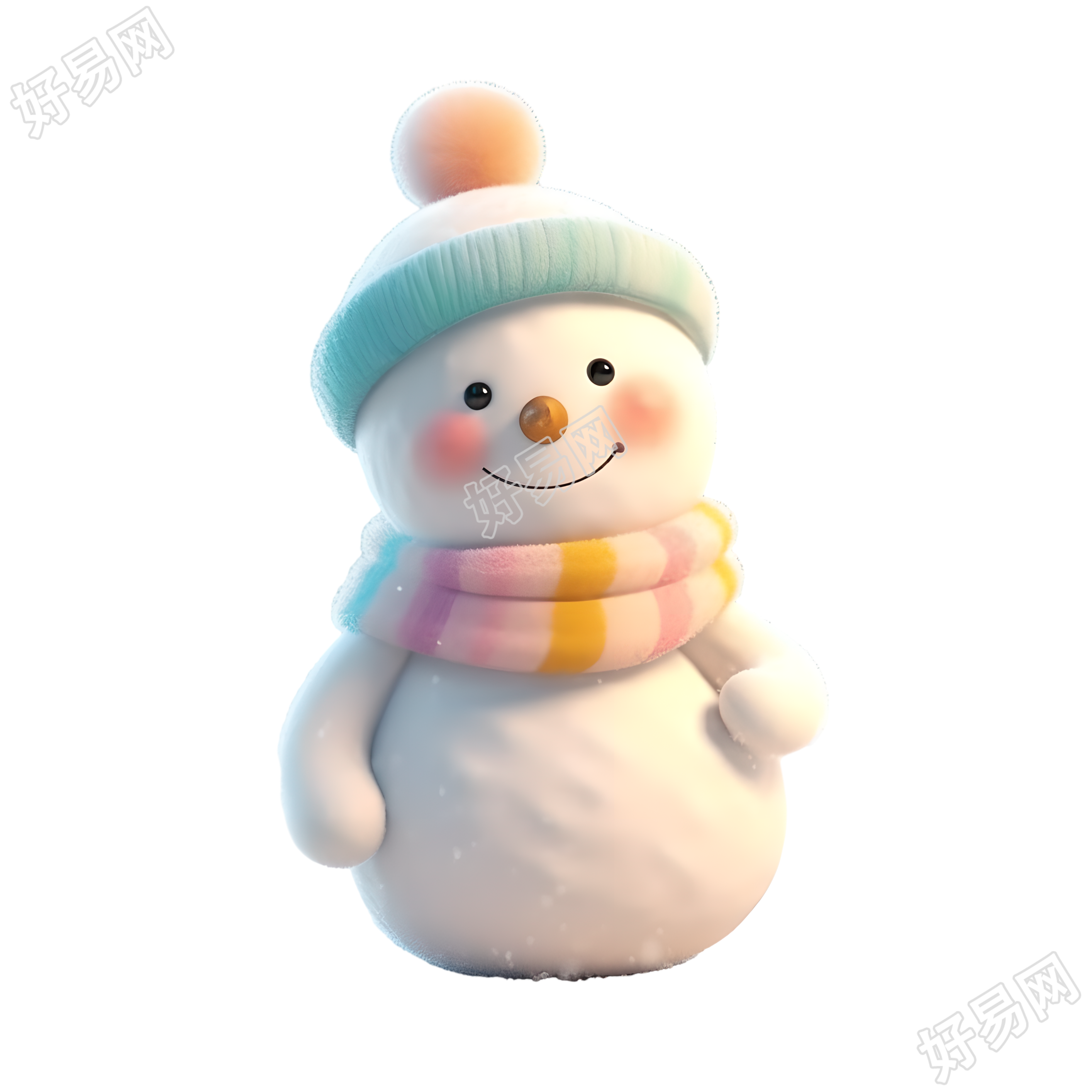 萌萌哒软色调小雪人插画