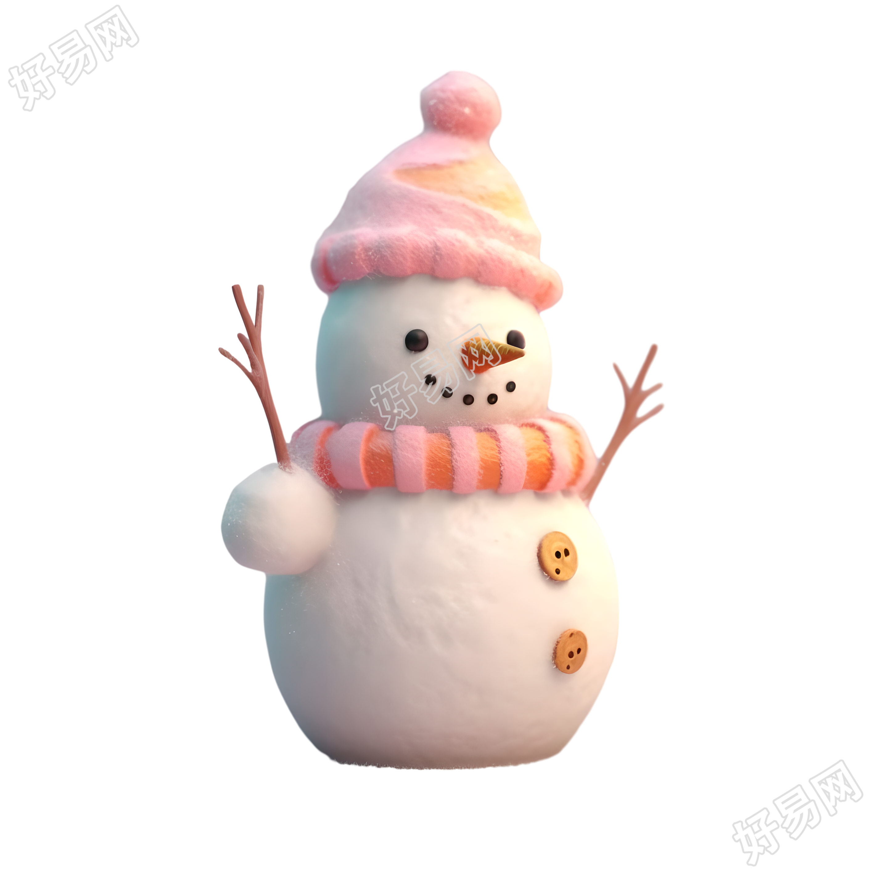 可爱的小雪人插画