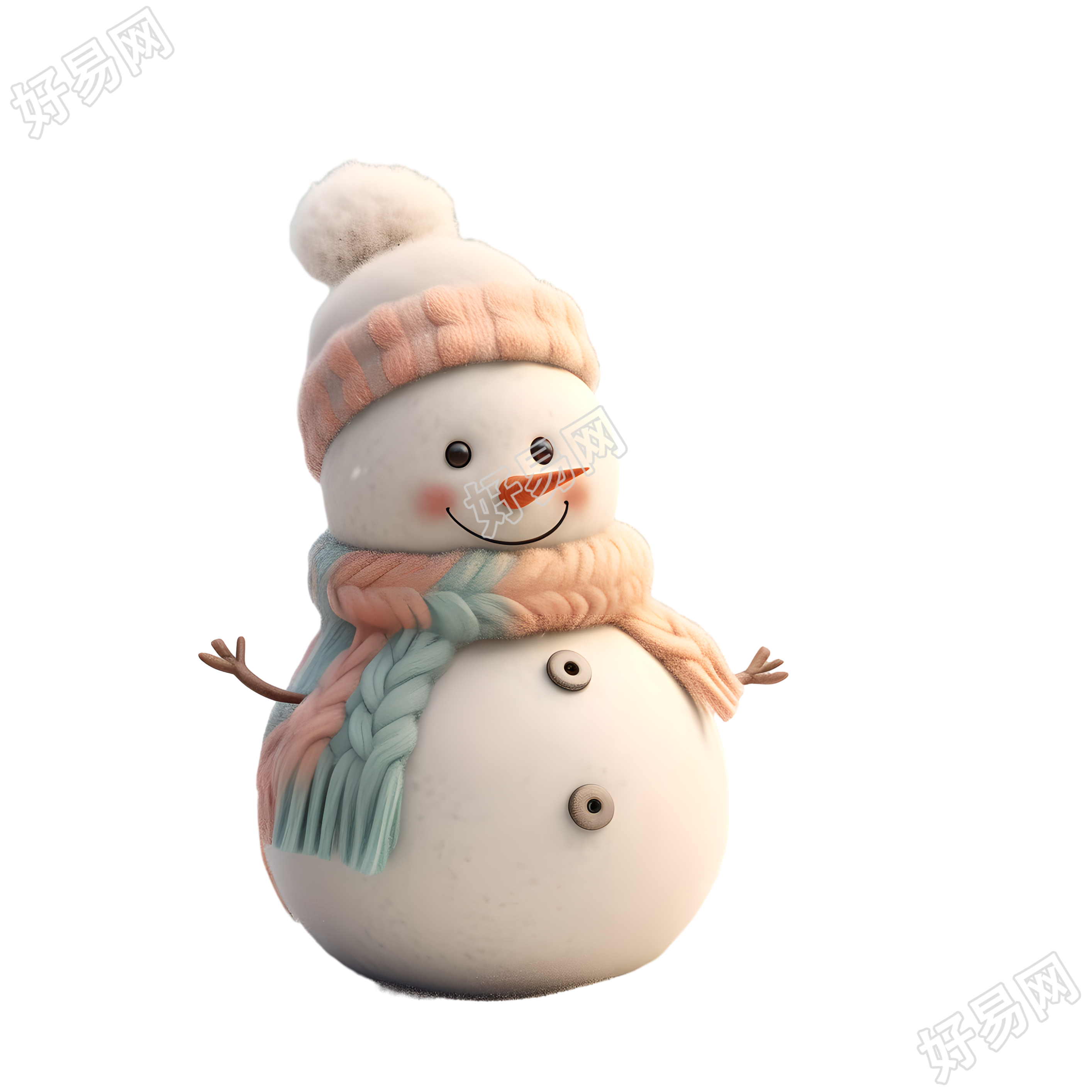3D小雪人插画