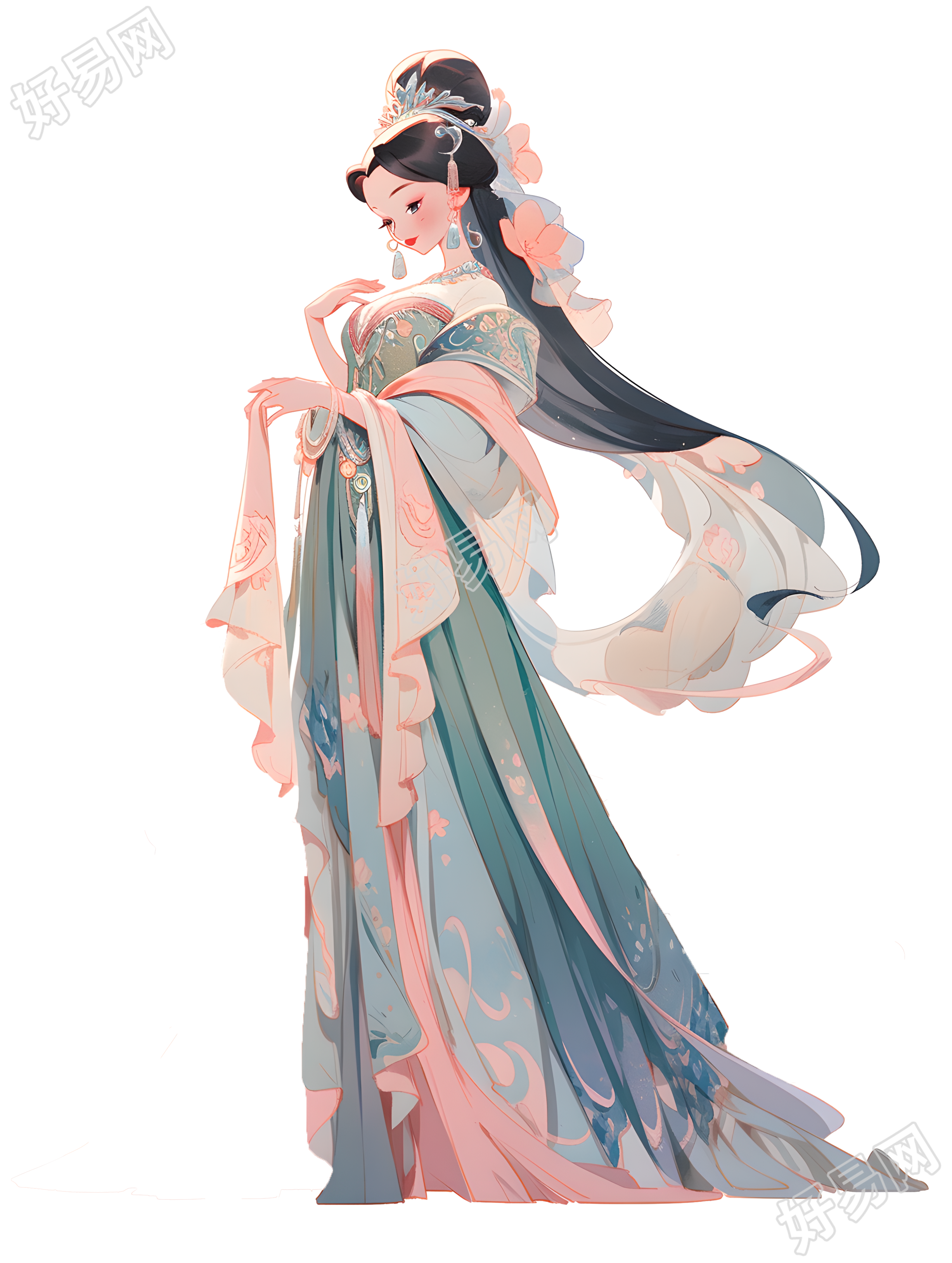 透明背景古代女神插画