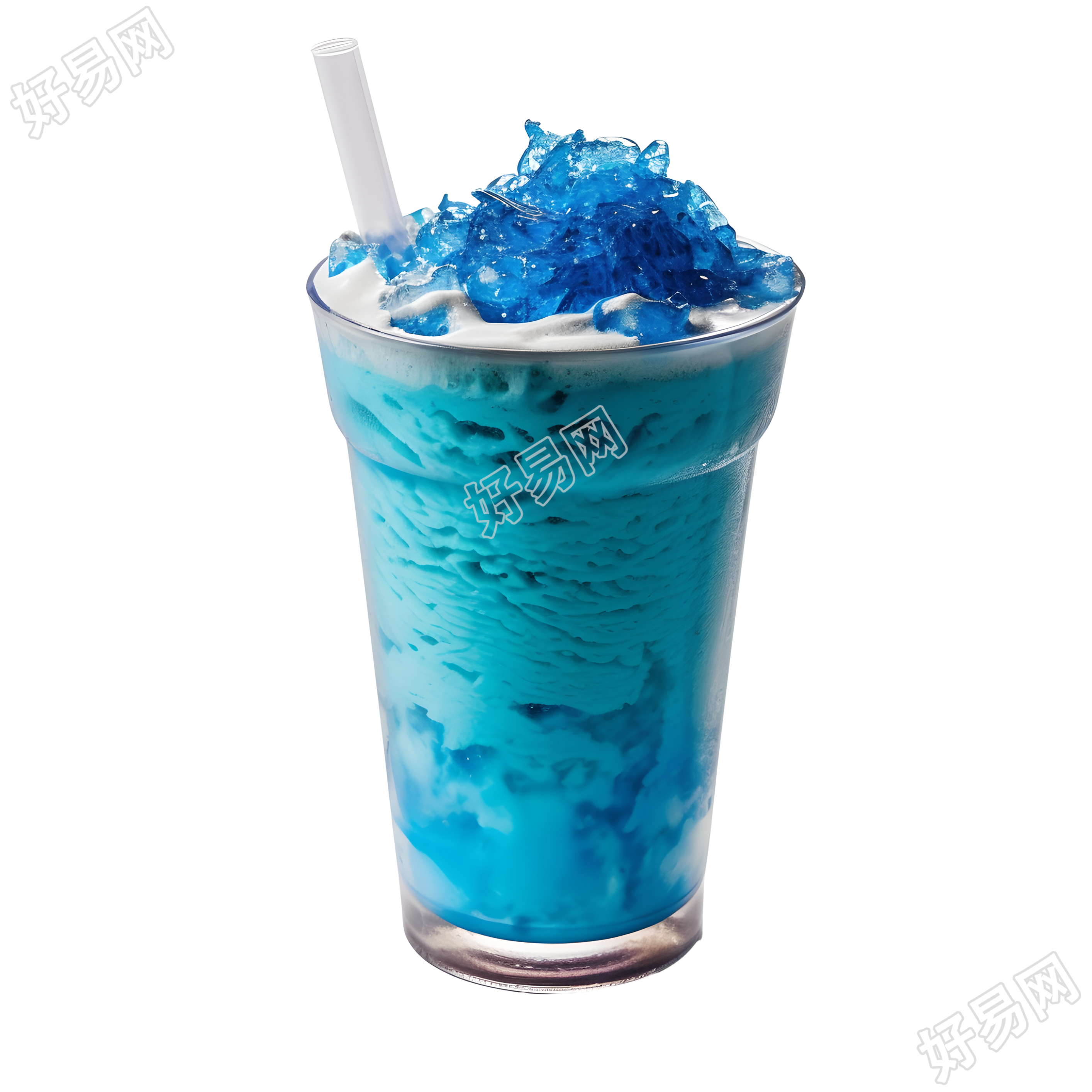 透明塑料杯中的美味奶昔插画
