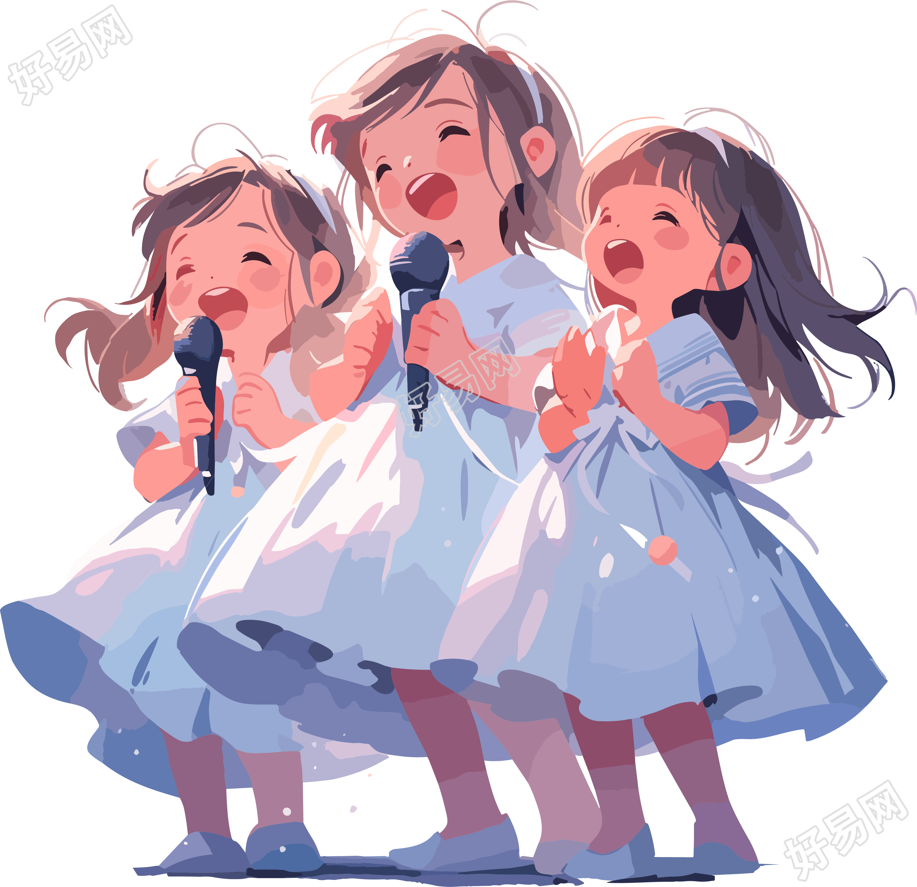合唱的小女孩2D图形插画