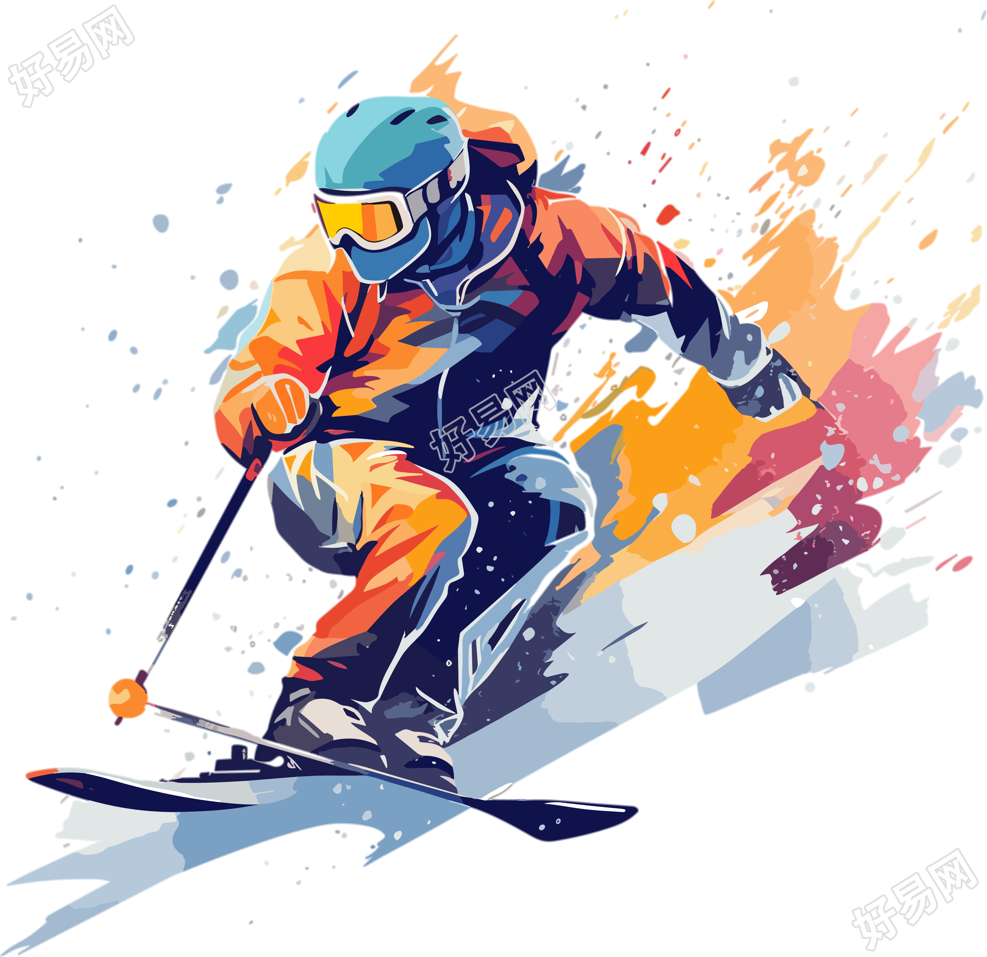 商业用途滑雪运动员插画设计