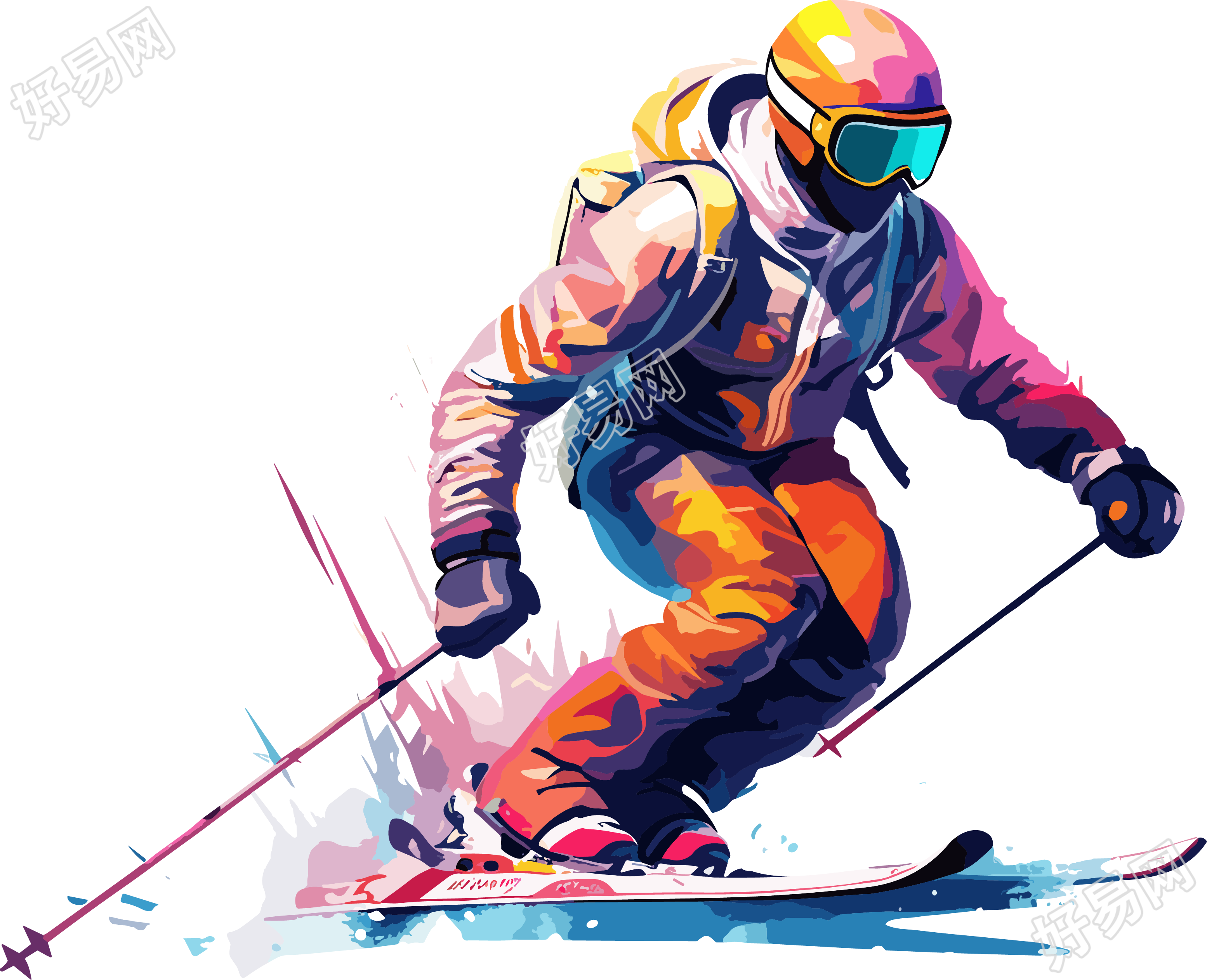 滑雪运动员PNG设计元素